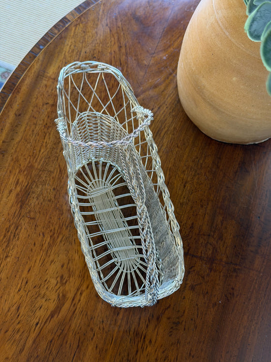Vintage French Silverplate Wine Basket (No. 5)