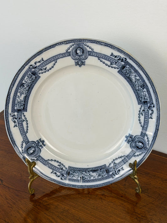 Antique French Terre de Fer Transferware Plates (Set of 5)