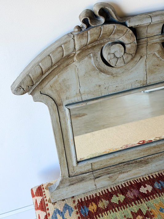 Painted Architectural Carved Wood Mirror