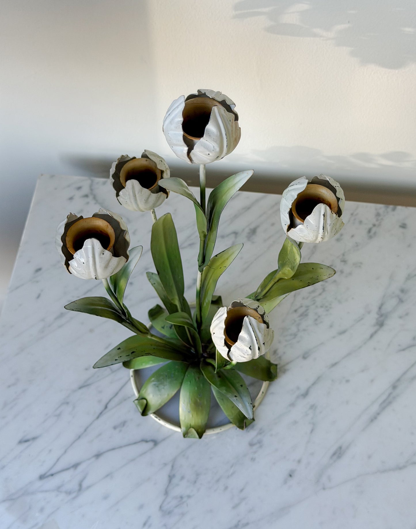 Vintage Italian Tole Tulip Candlestick