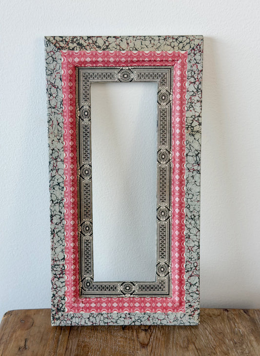French Découpage Frame No. IV | Black/Red Marbled Exterior