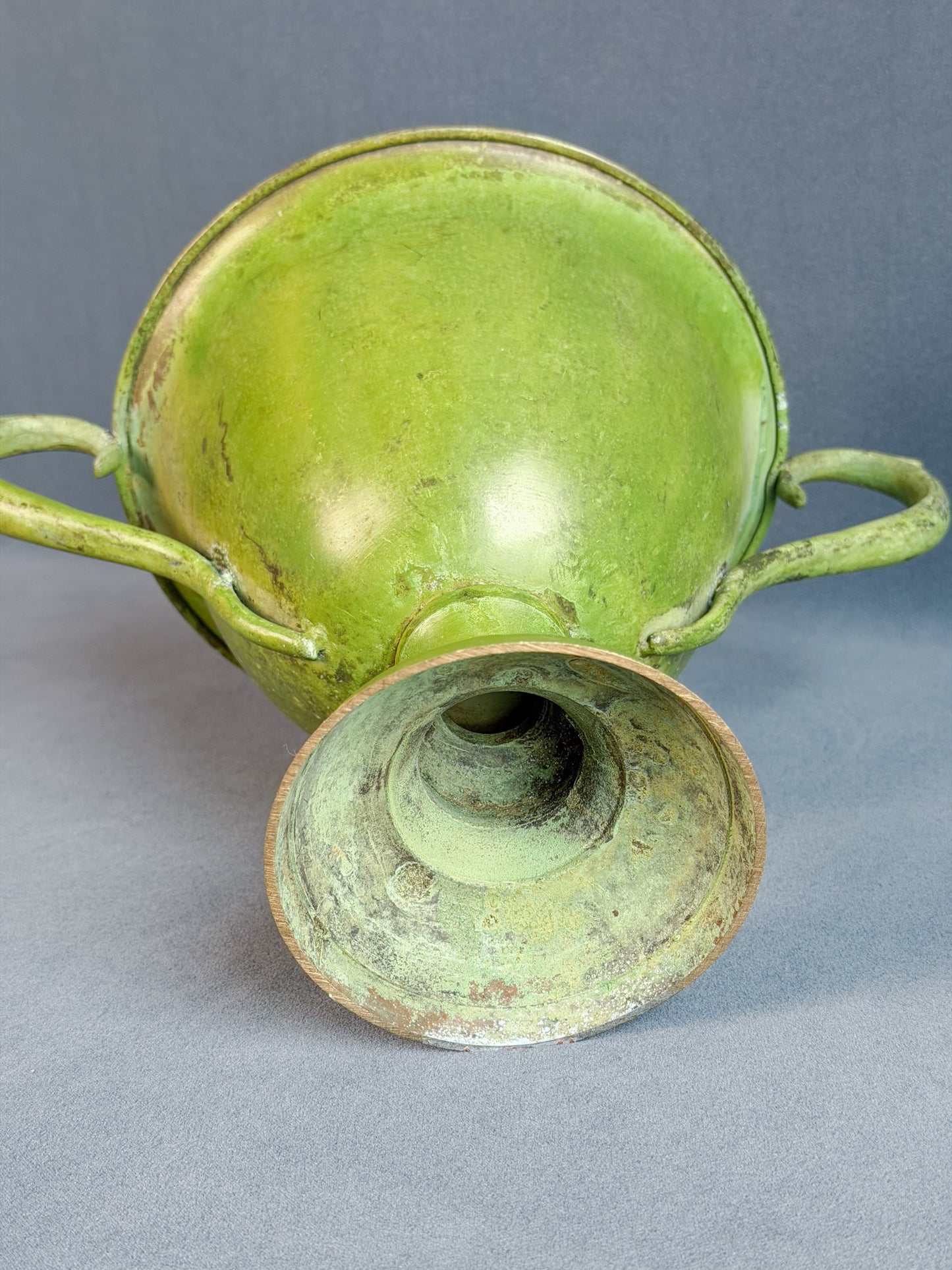Painted Green Pedestal Urn