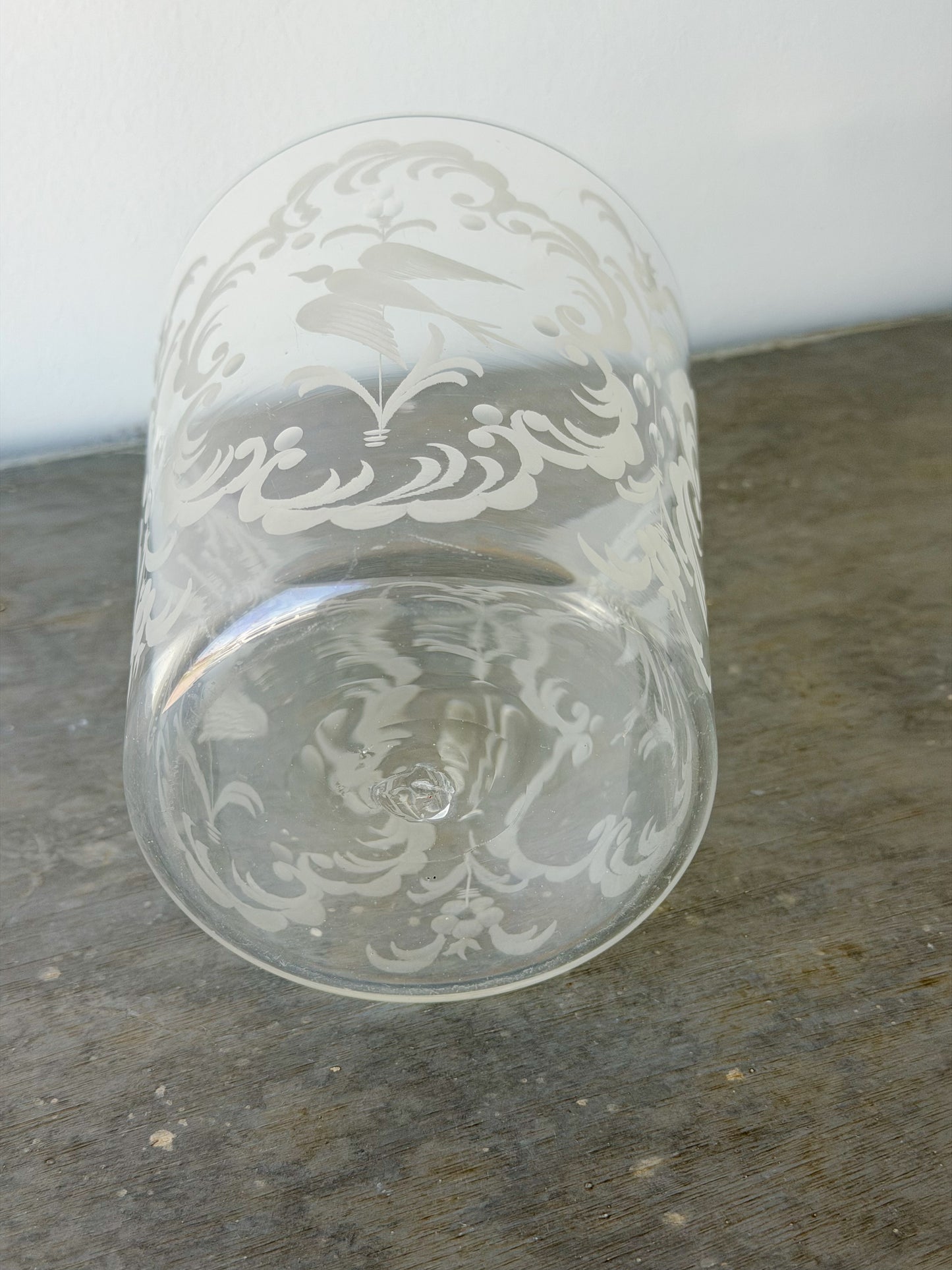 Antique French Etched Glass Ice Bucket
