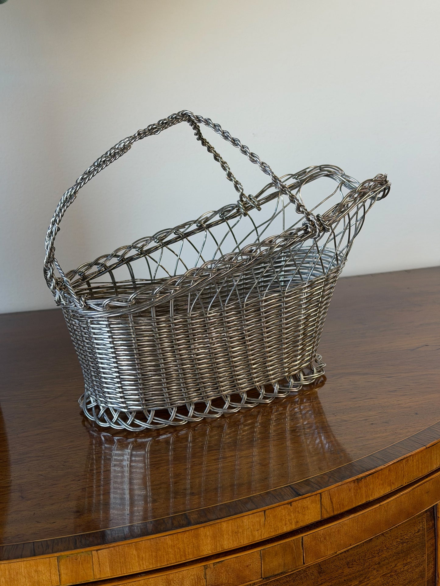 Vintage French Silverplate Wine Basket (No. 1)
