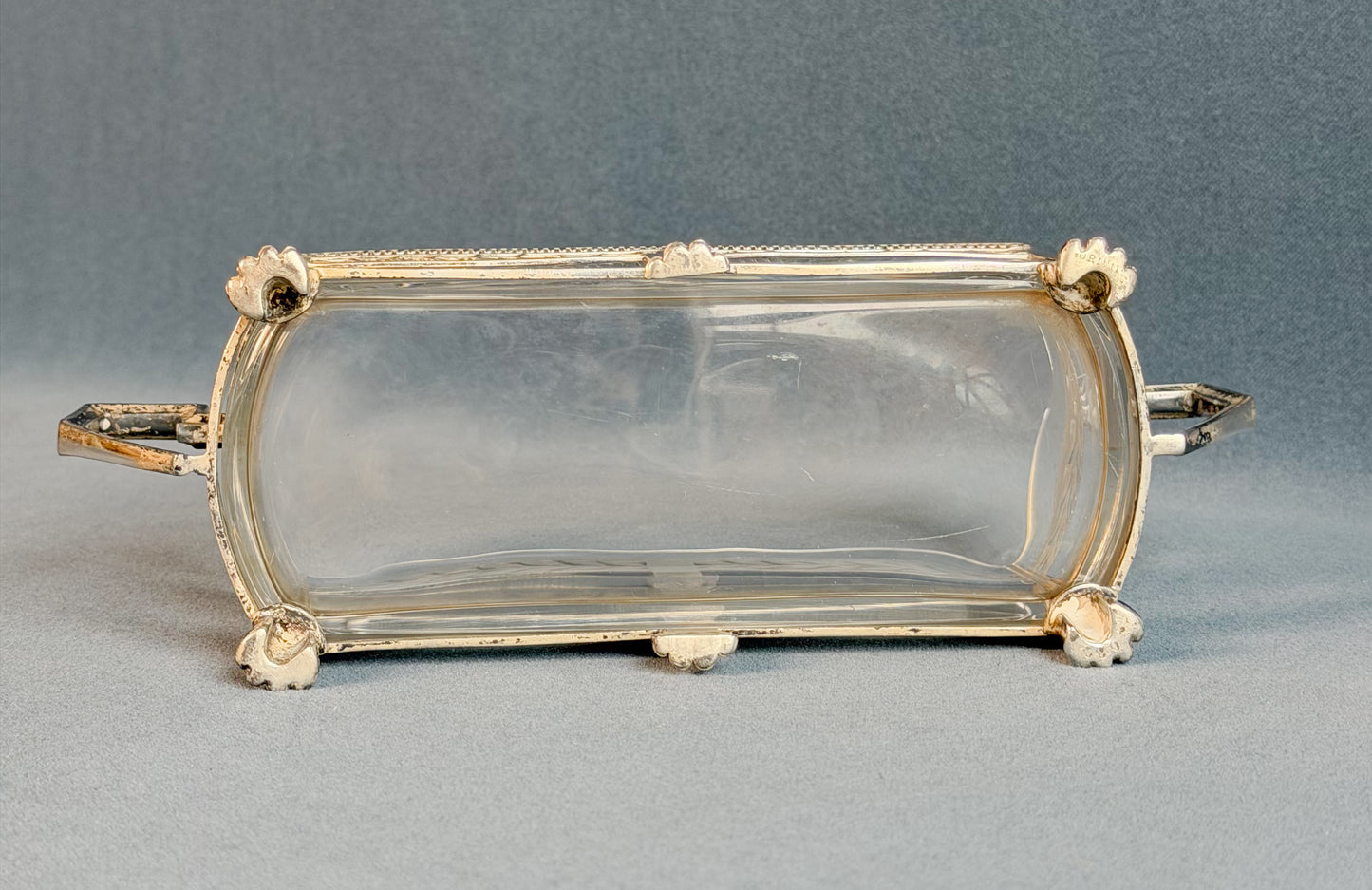 Art Deco French Silverplate & Glass Jardinière