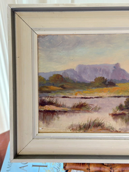‘View of Table Mountain from Cape Fear’ Framed Miniature Oil on Canvas