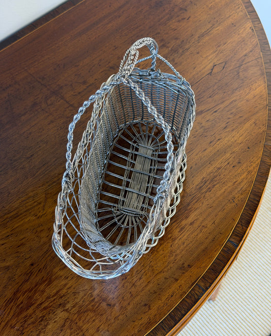 Vintage French Silverplate Wine Basket (No. 1)