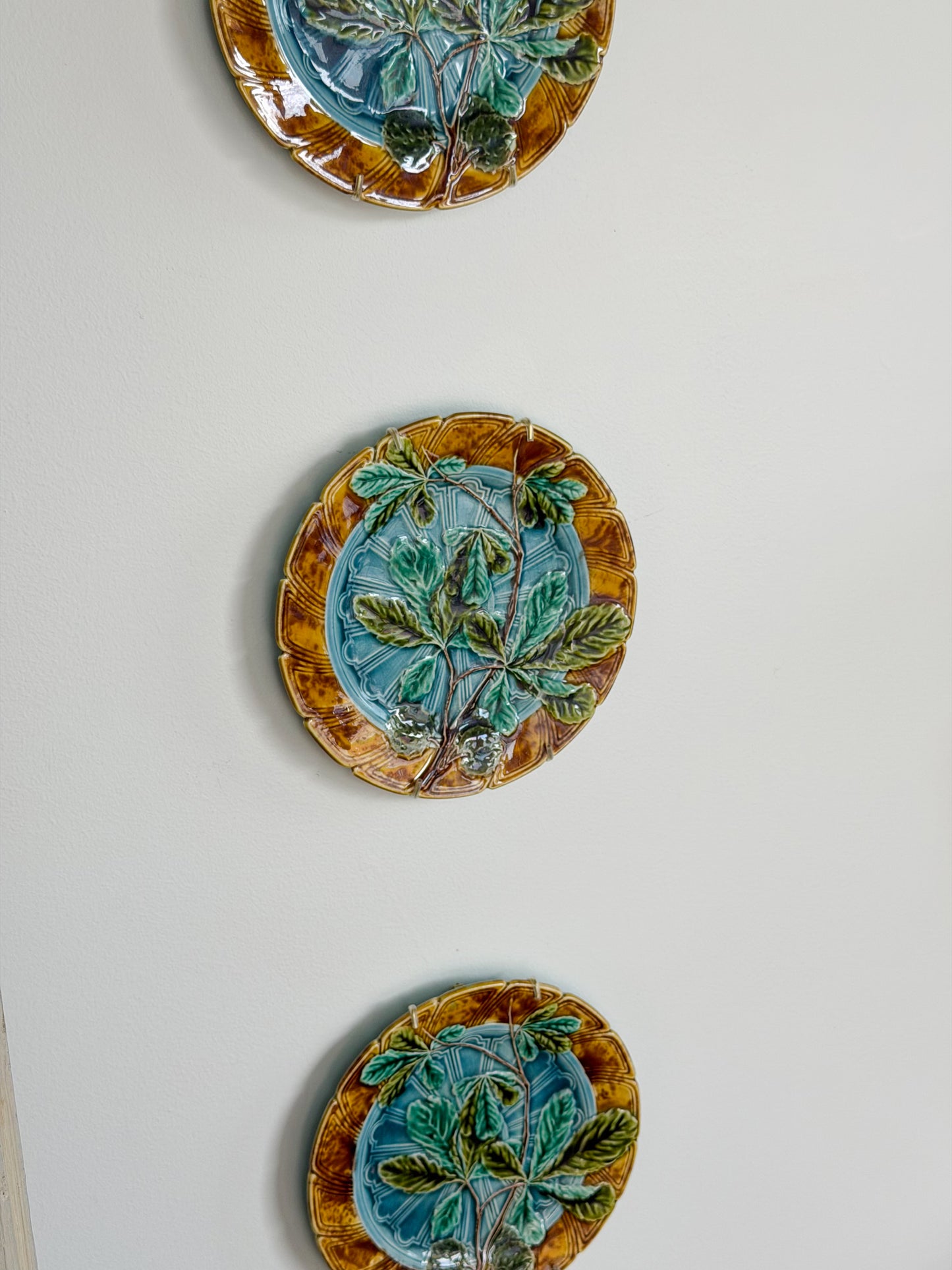 Antique French Majolica Chestnut Leaf Plate