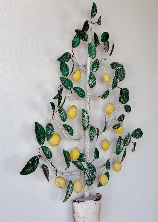 Vintage Italian Tole Lemon Tree Wall Hanging