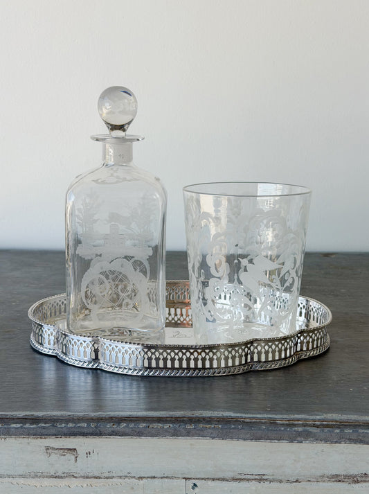 Vintage English Silverplate Scalloped Gallery Tray