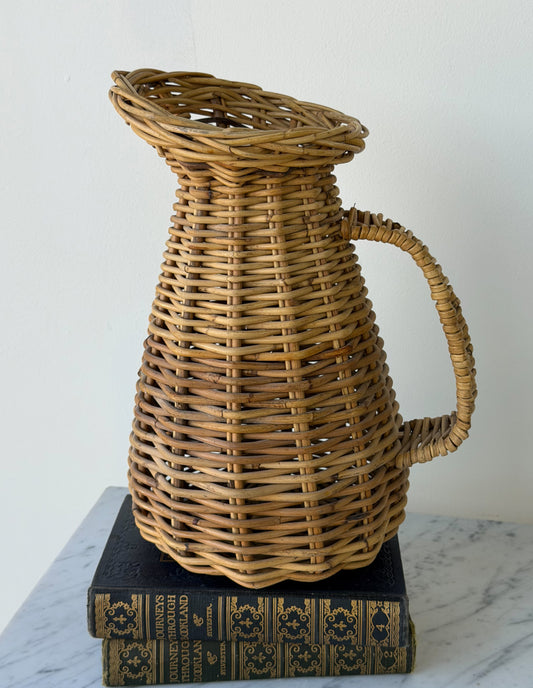 Vintage French Wicker Pitcher