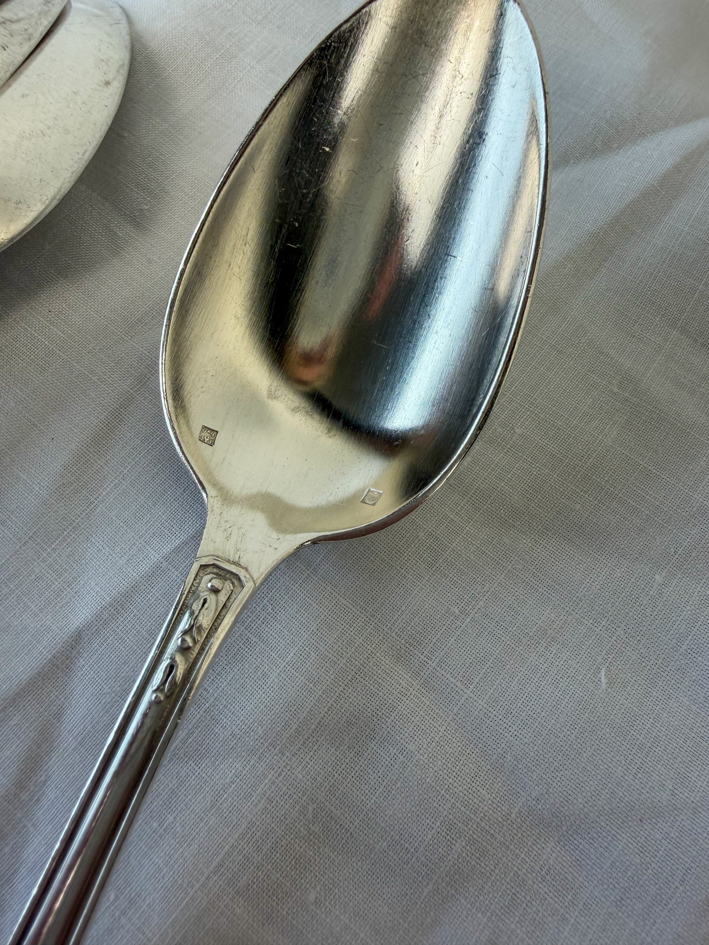 Antique French Silverplate Serving Spoons (Set of 6)