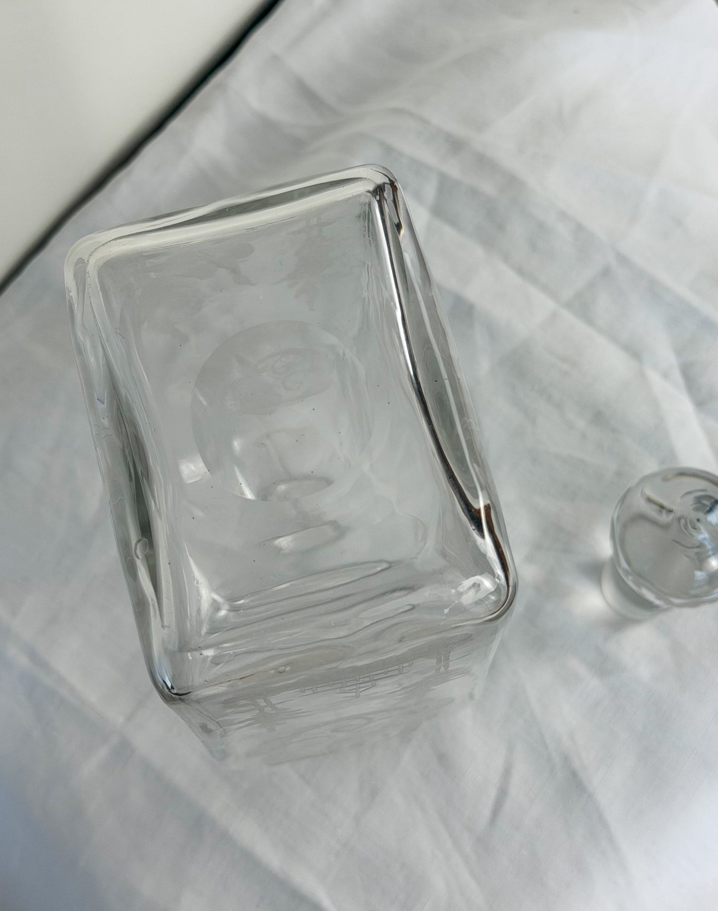 Belgian Antique Etched Glass Decanter
