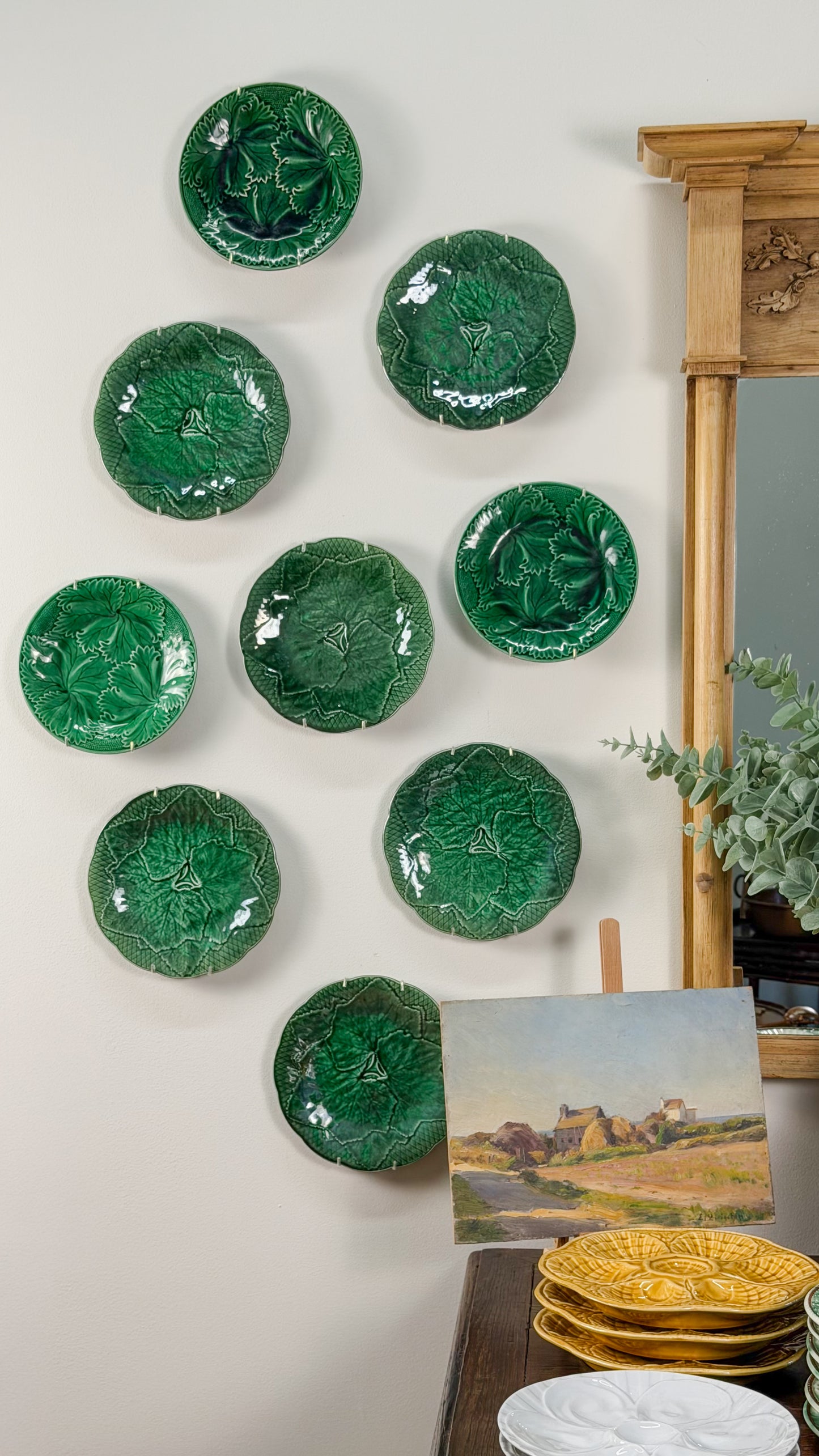 19th Century Regal & Sanejouand Majolica Leaf Plates (Set of 3)