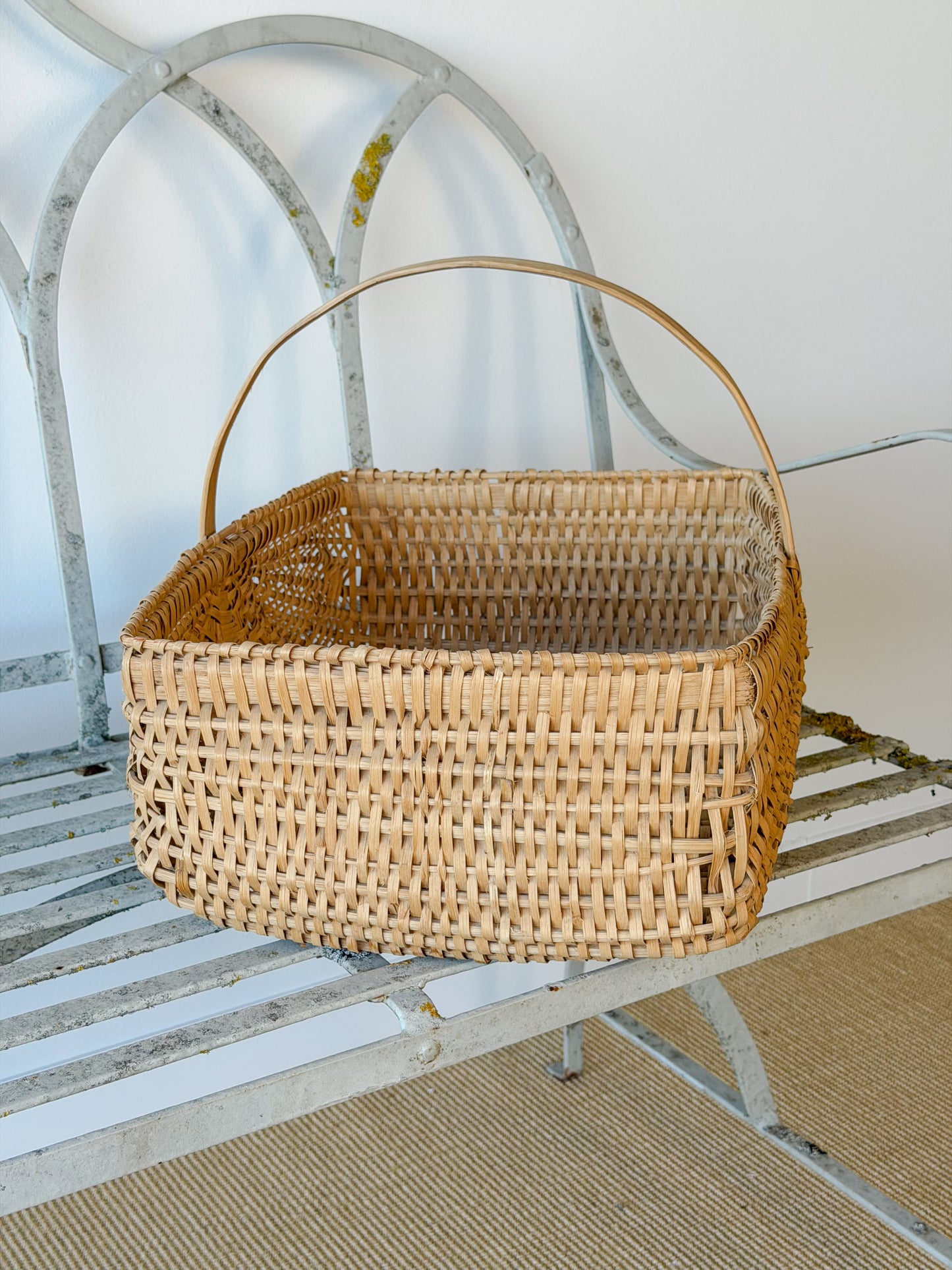 Vintage Rectangular Split Oak Gathering Basket