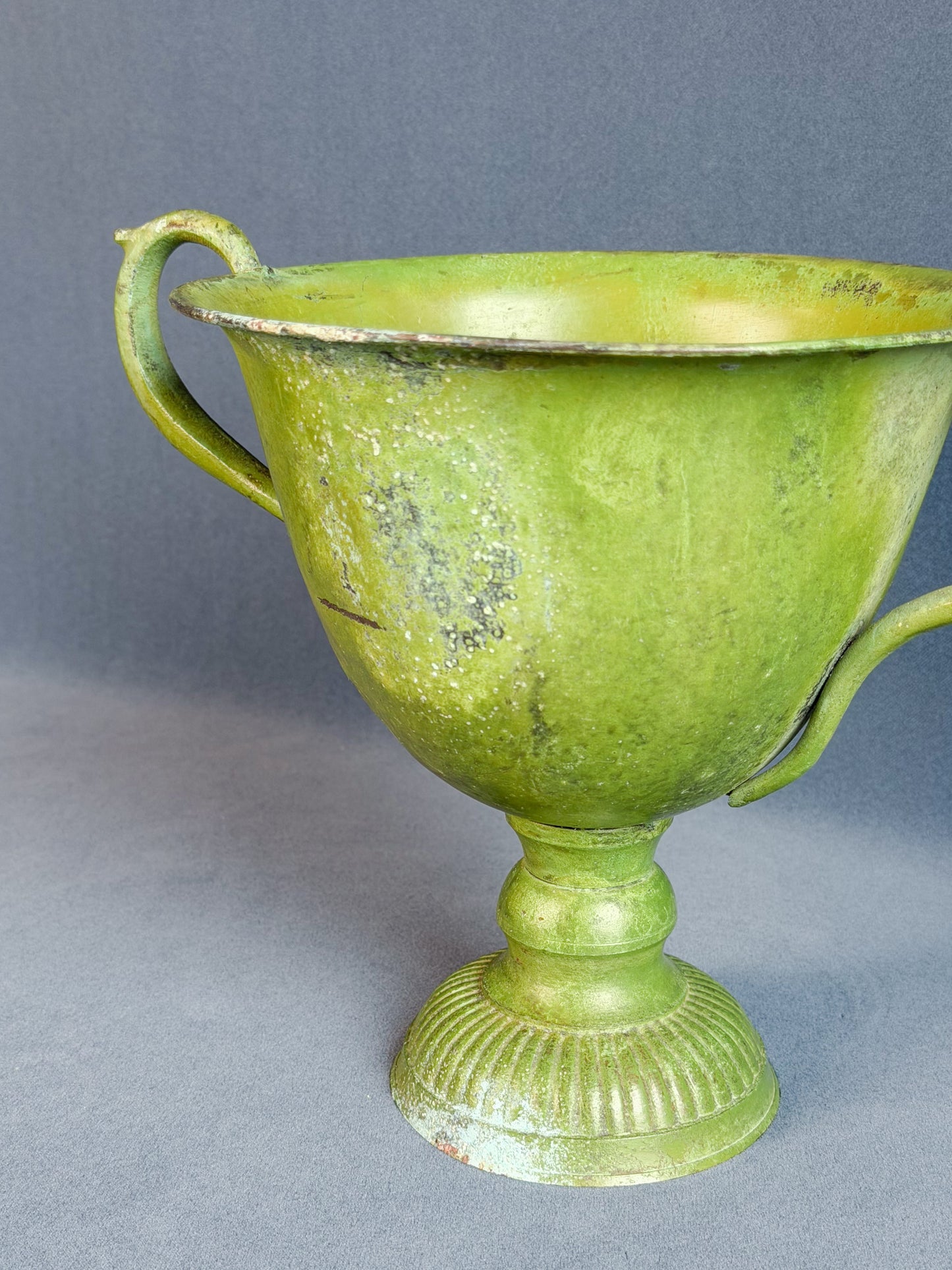 Painted Green Pedestal Urn