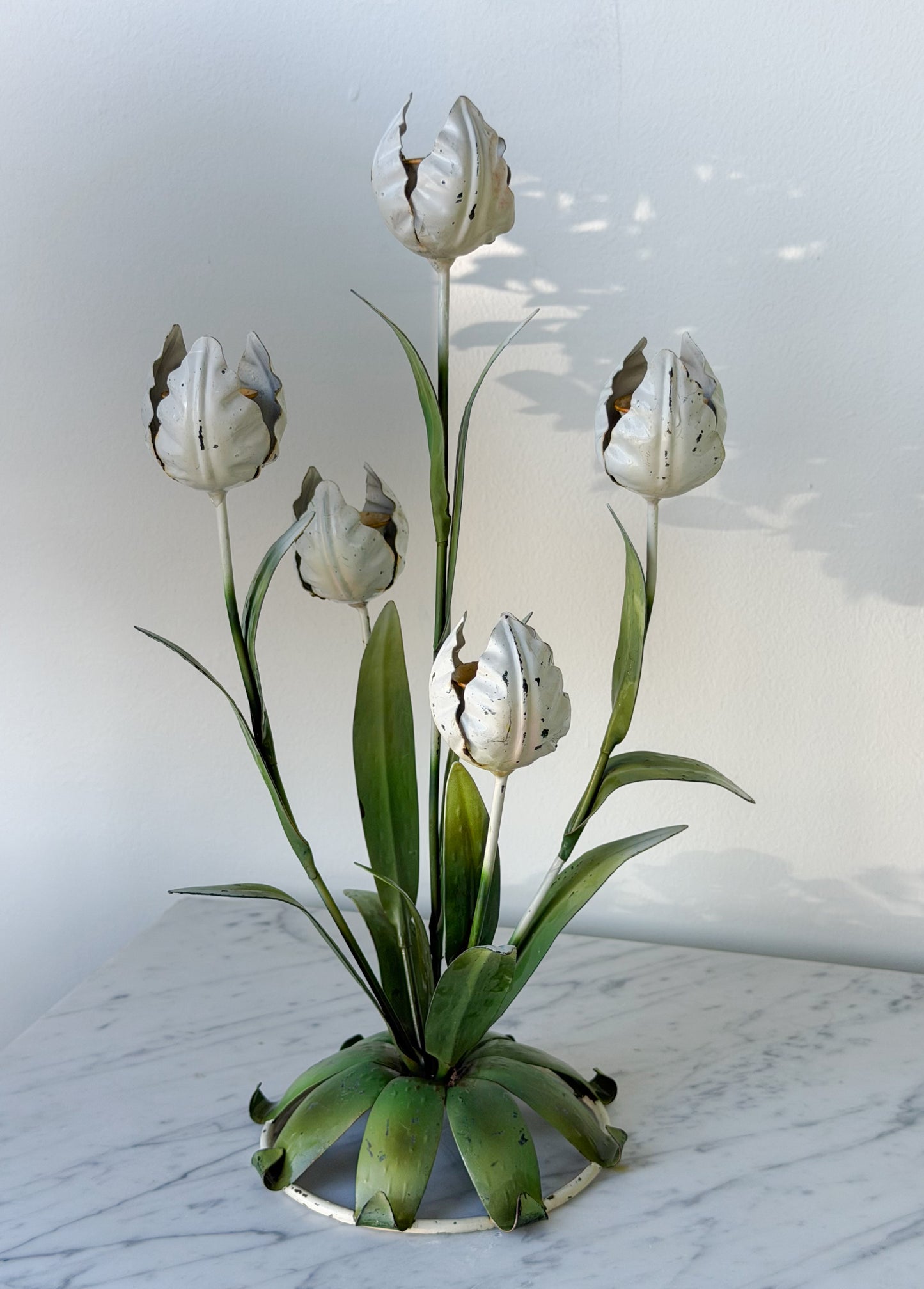Vintage Italian Tole Tulip Candlestick