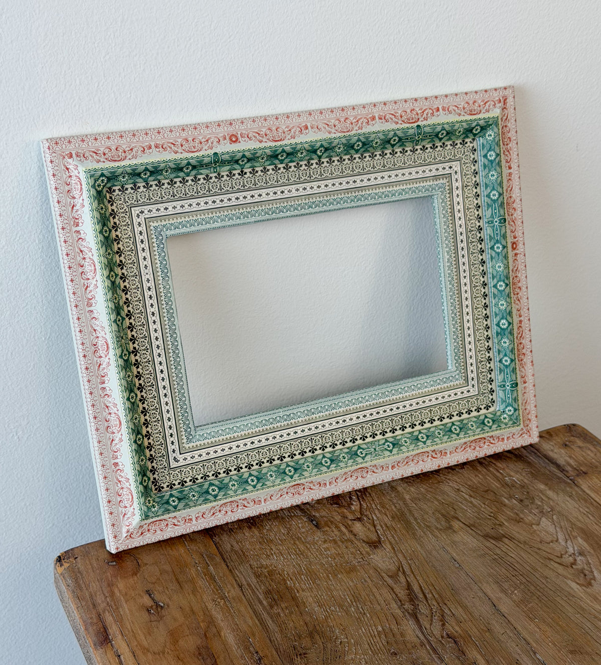 French Découpage Frame No. III | Red/Green Small Repeat Patterns