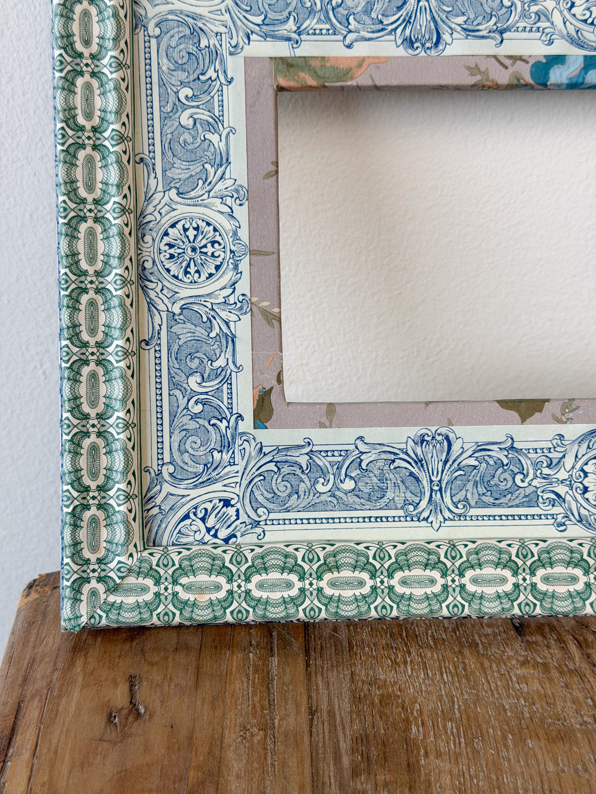 French Découpage Frame No. VII | Green/Blue Floral Interior