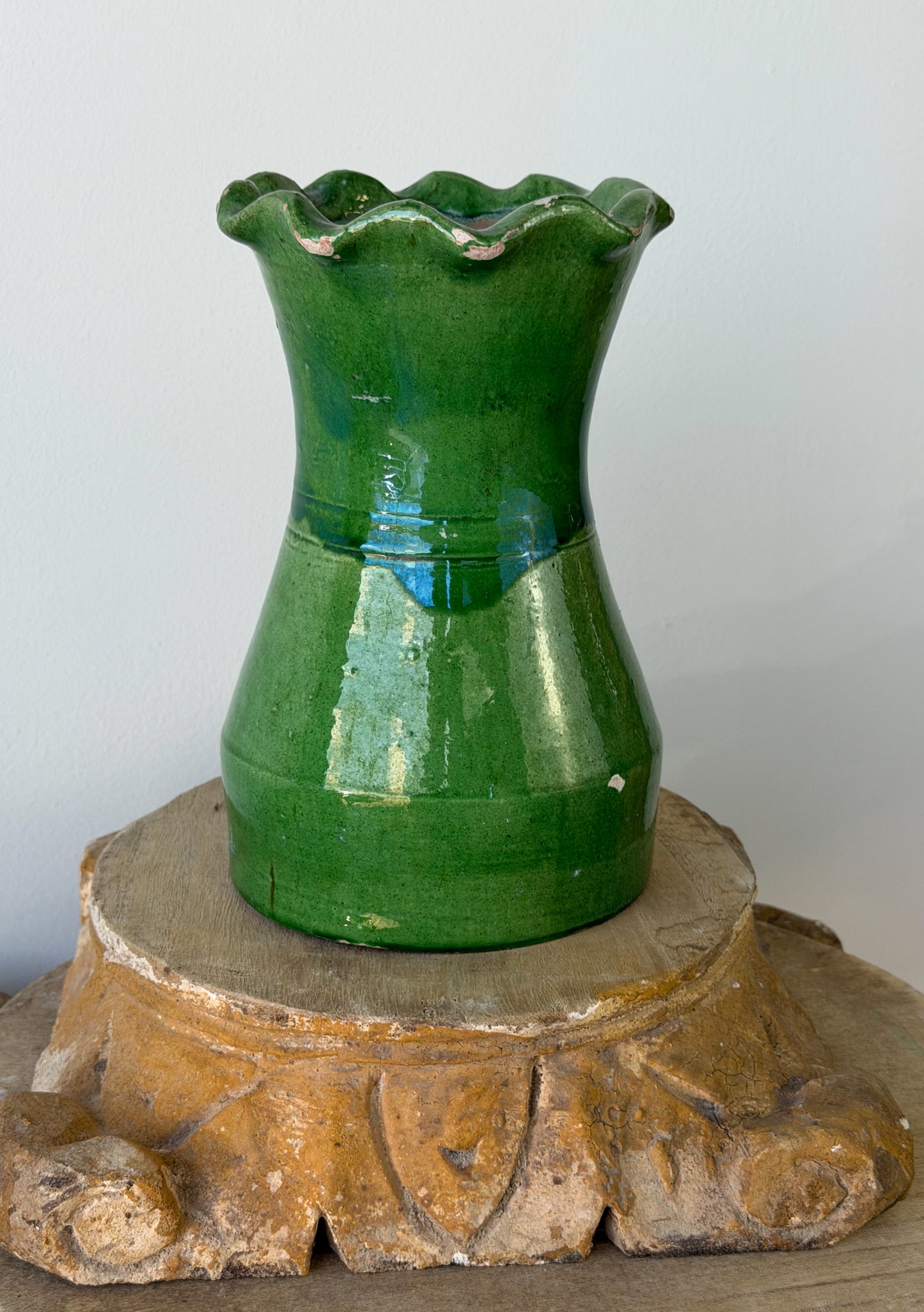 Vintage French Glazed Terracotta Vase No. 1