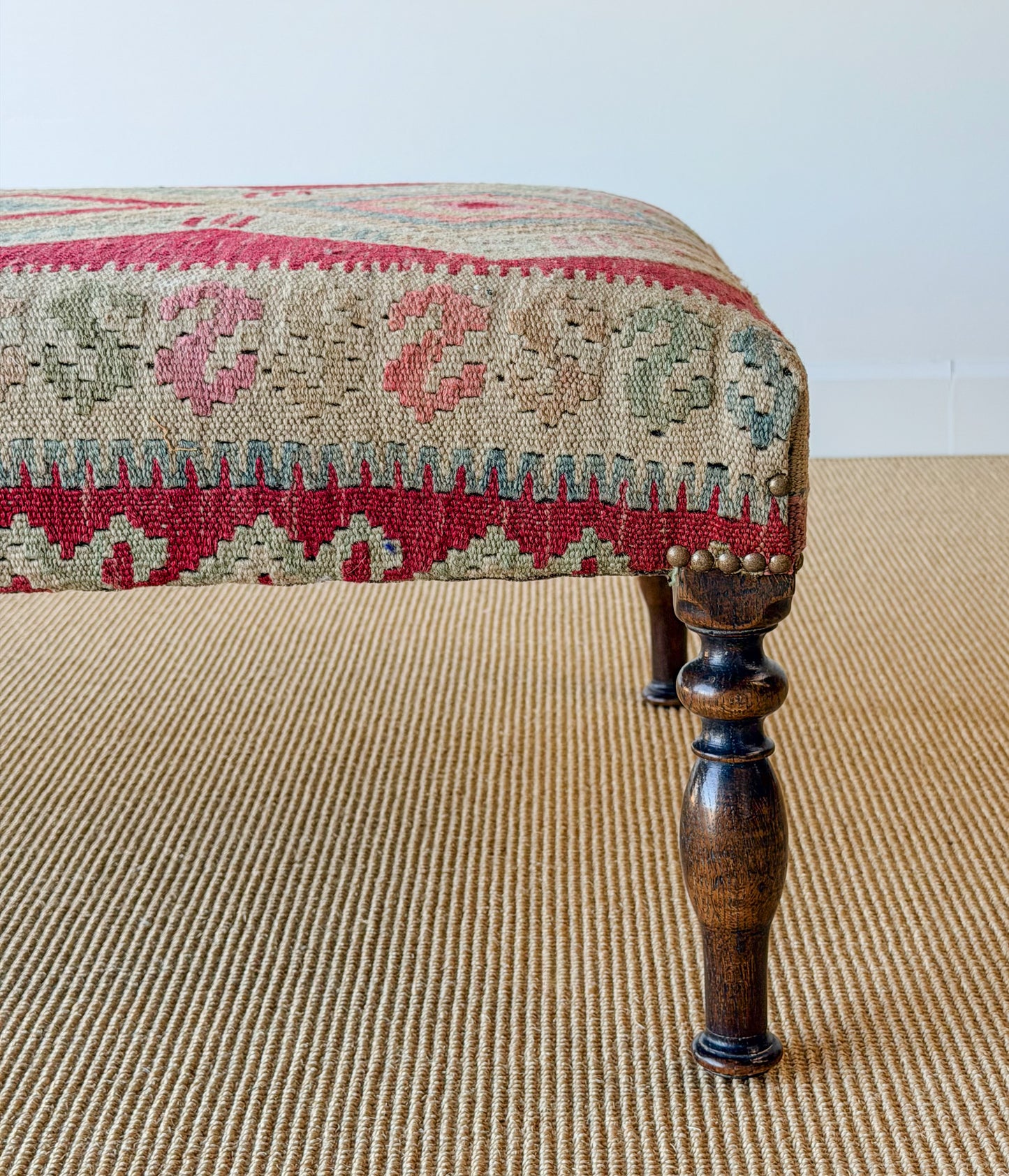 Antique Kilim Footstool (Red/Pink)