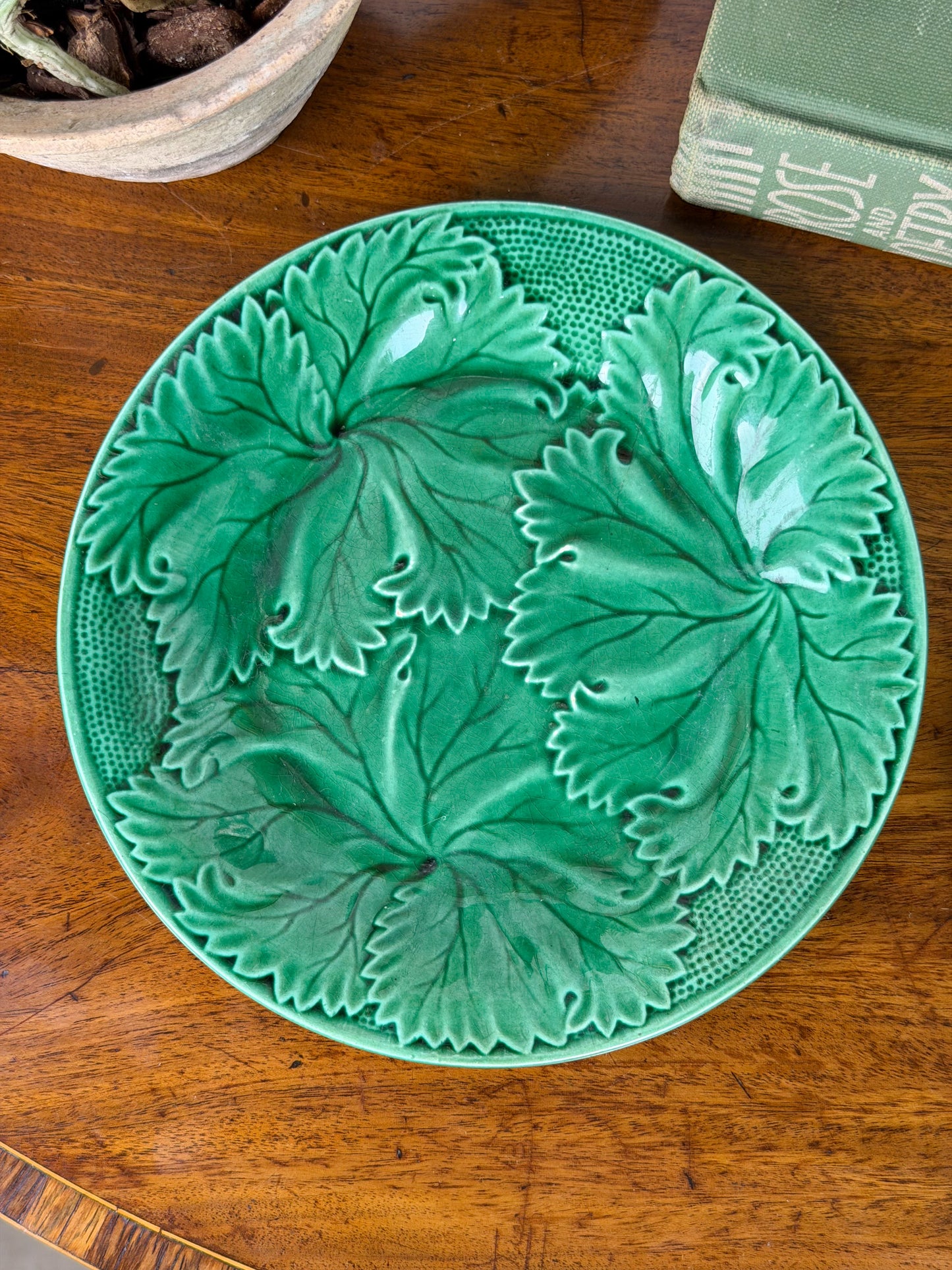 19th Century Regal & Sanejouand Majolica Leaf Plates (Set of 3)