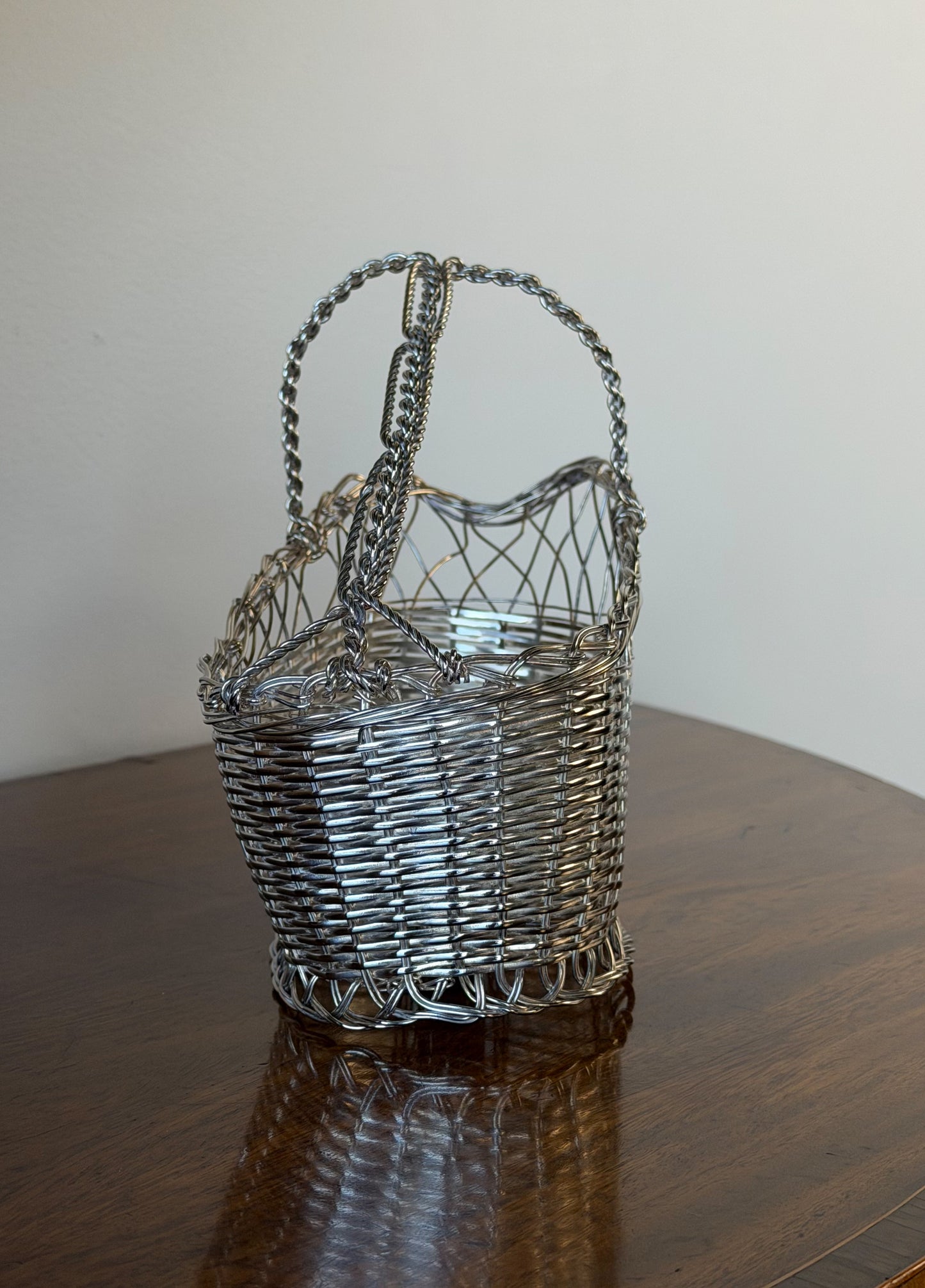 Vintage French Silverplate Wine Basket (No. 4)