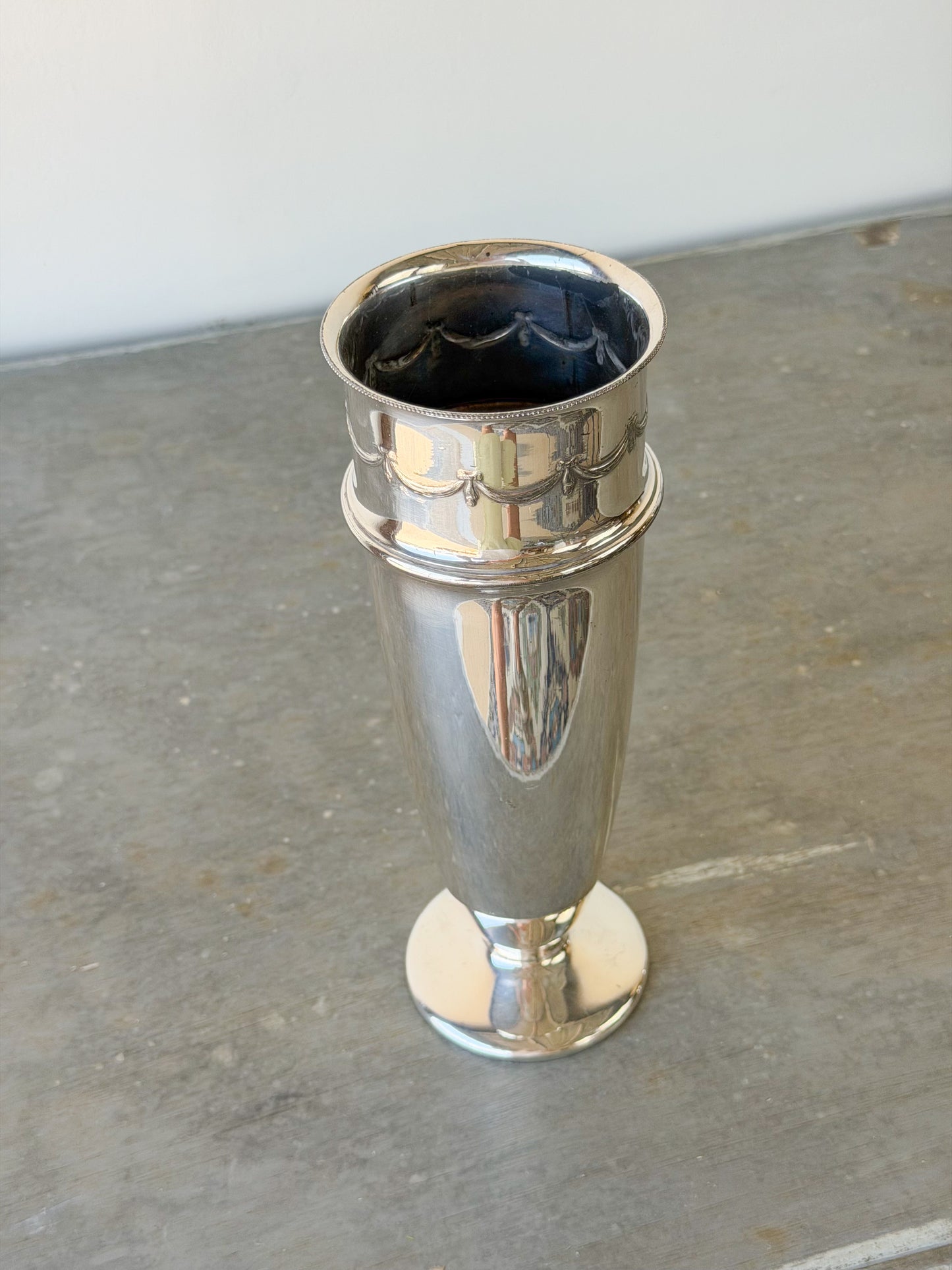 Vintage Sheffield Silverplate Tall Vase