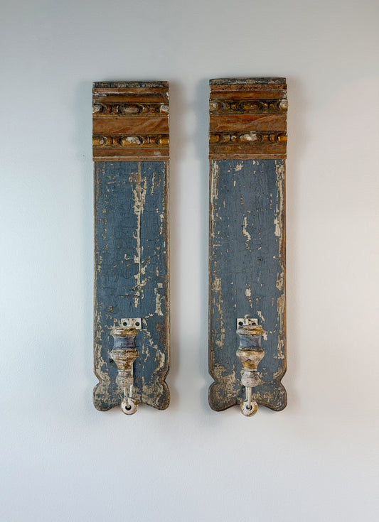 Architectural Salvage Candle Sconce Pair (Slate)