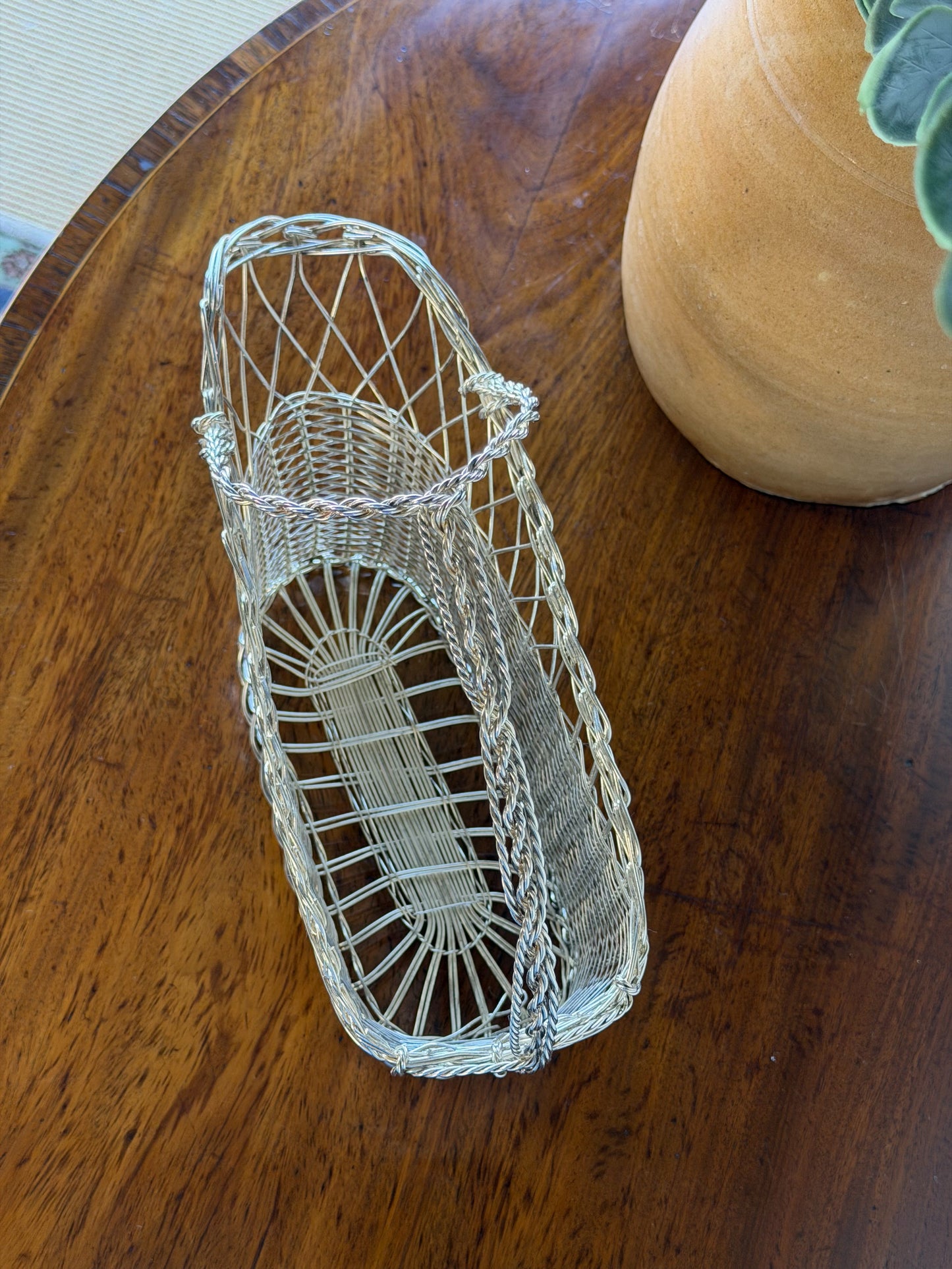Vintage French Silverplate Wine Basket (No. 5)