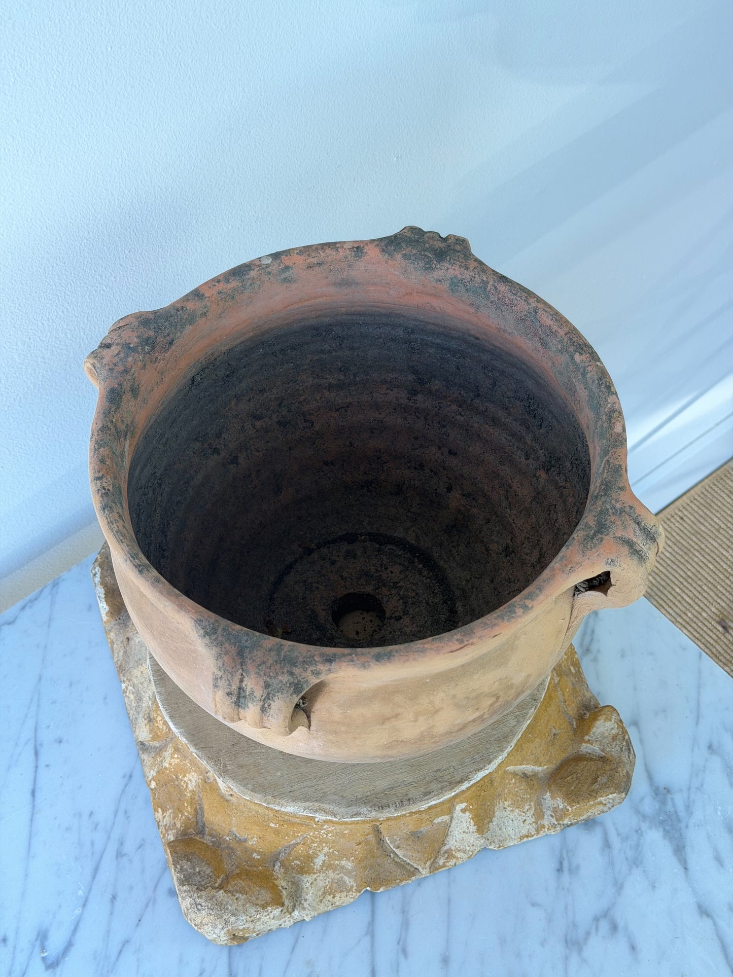 Vintage French Round Terracotta Planter Pair