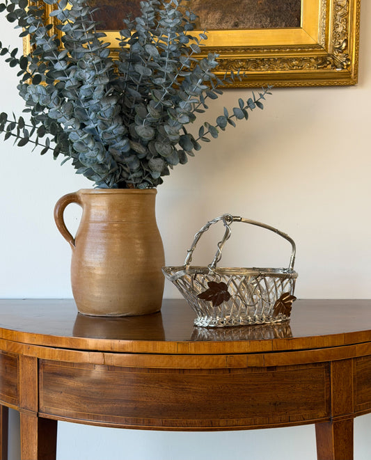 Vintage French Silverplate Wine Basket with Ivy Motif (No. 9)