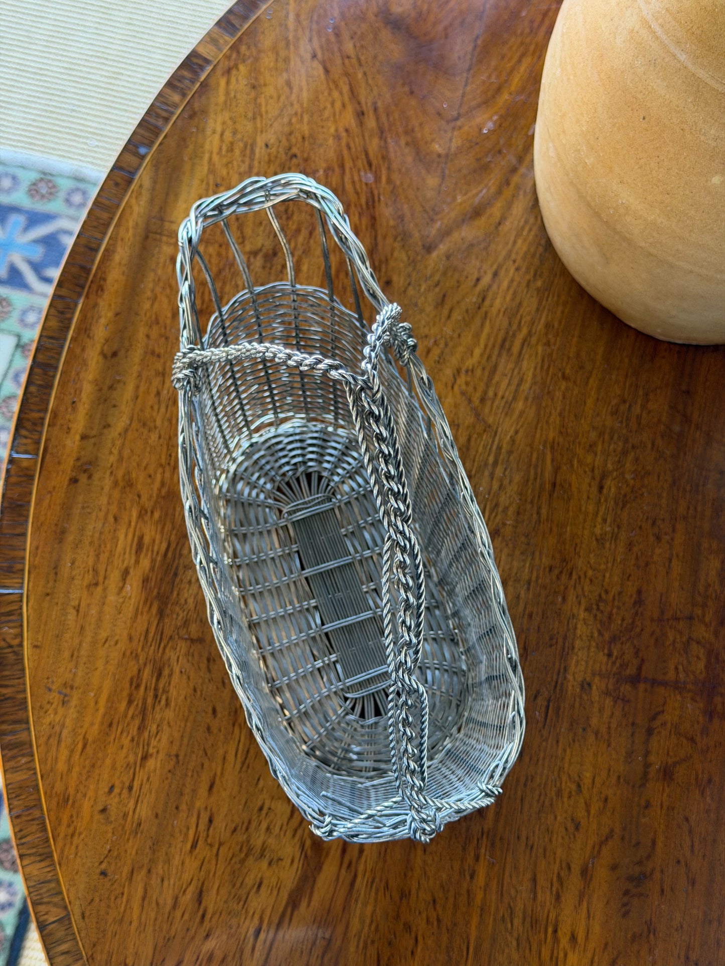 Vintage French Silverplate Wine Basket (No. 7)