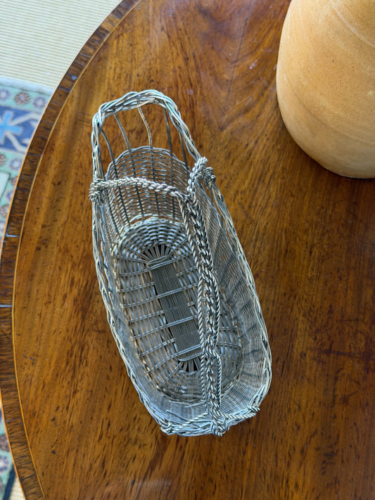 Vintage French Silverplate Wine Basket (No. 7)