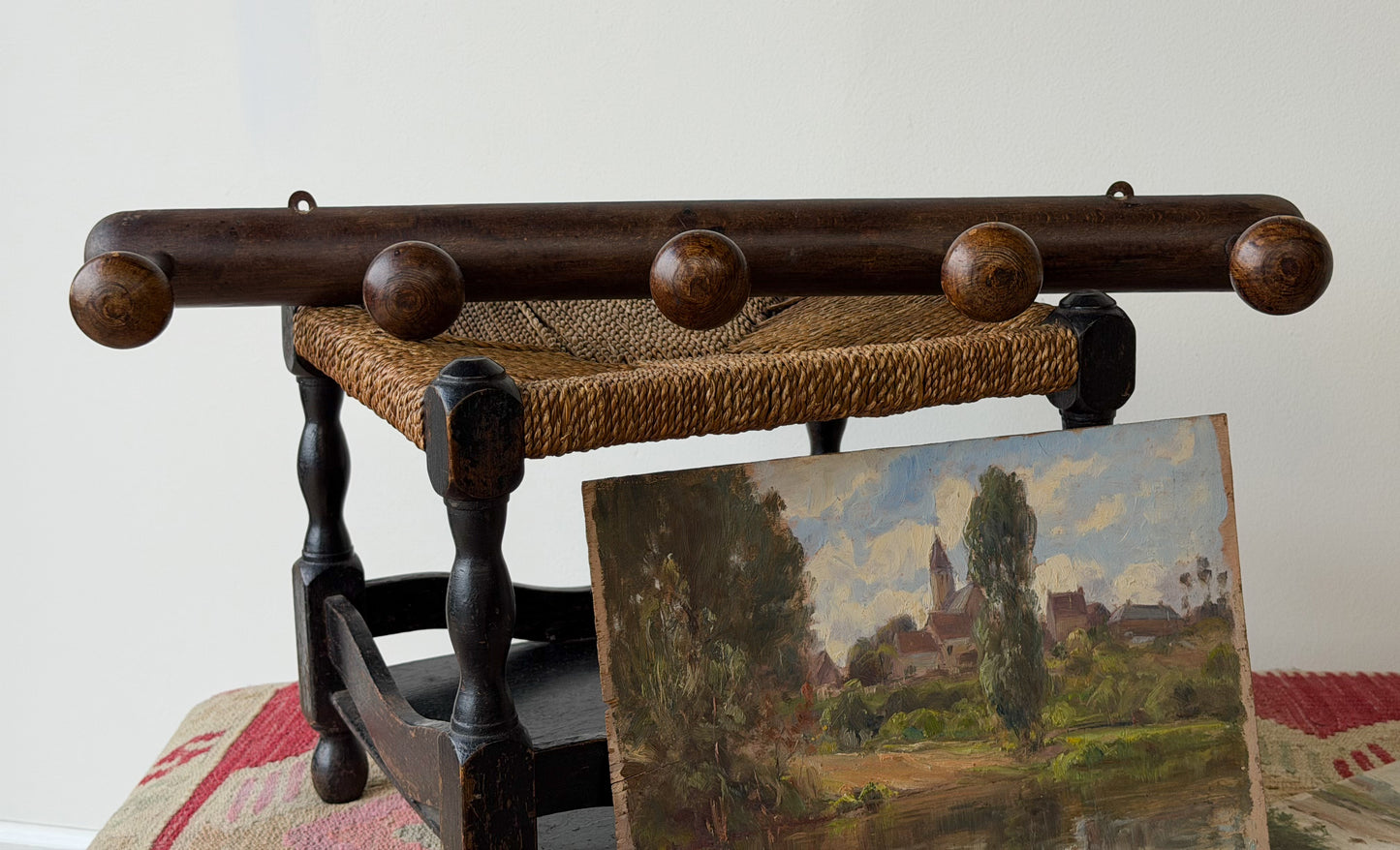 French Stained Beech Coat Rack