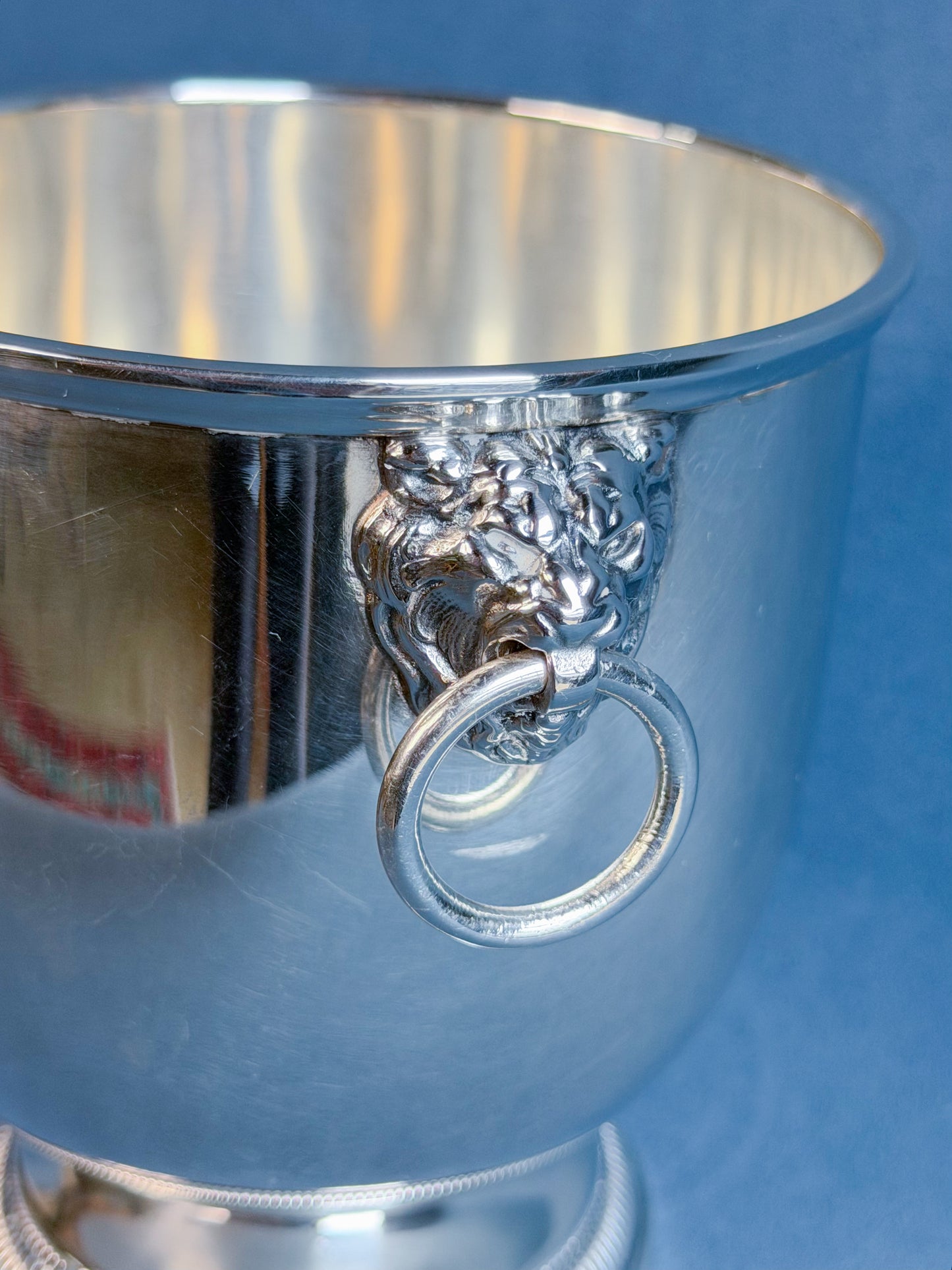 Vintage French Silverplate Ice Bucket with Lion’s Heads
