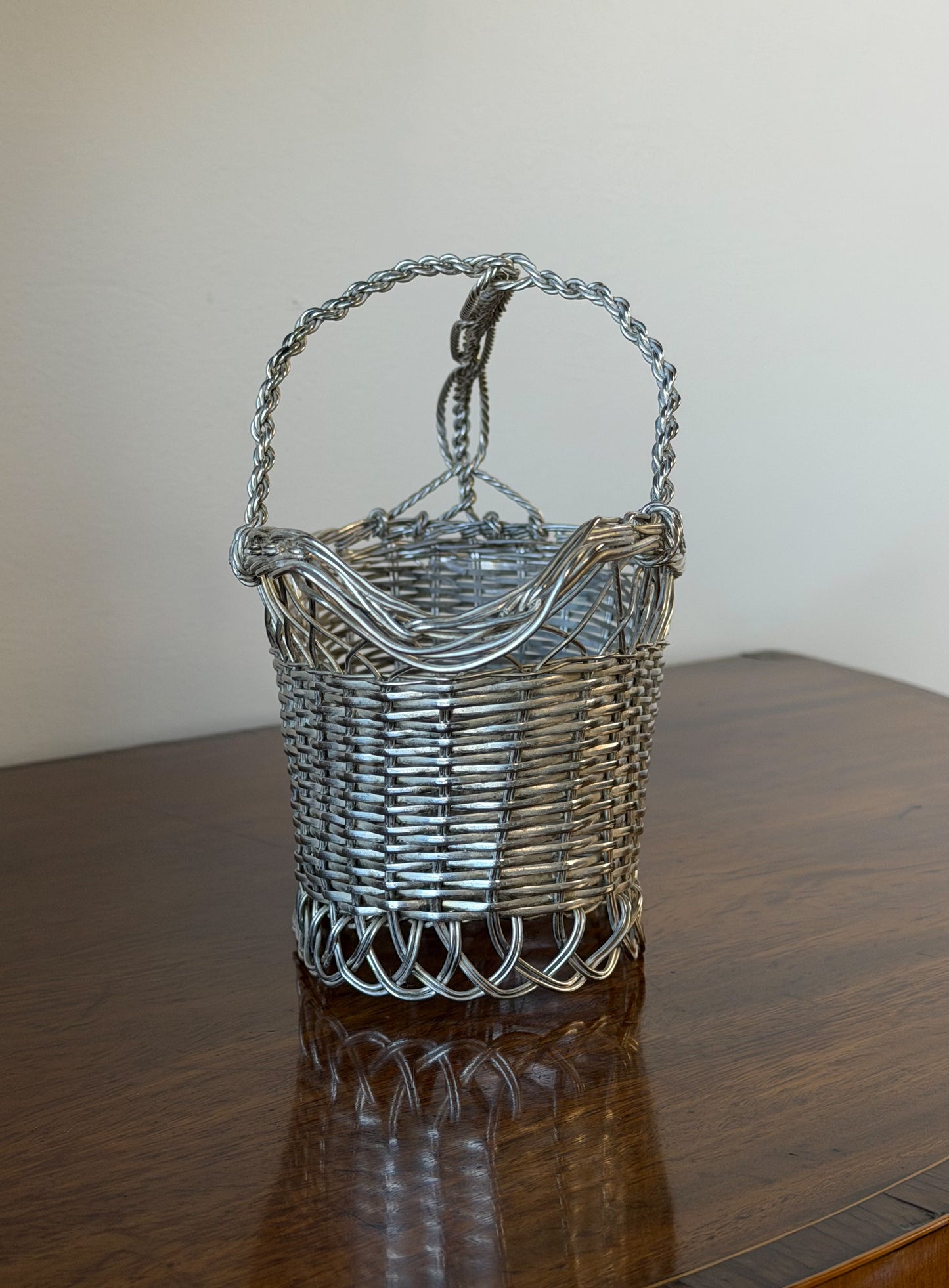 Vintage French Silverplate Wine Basket (No. 2)