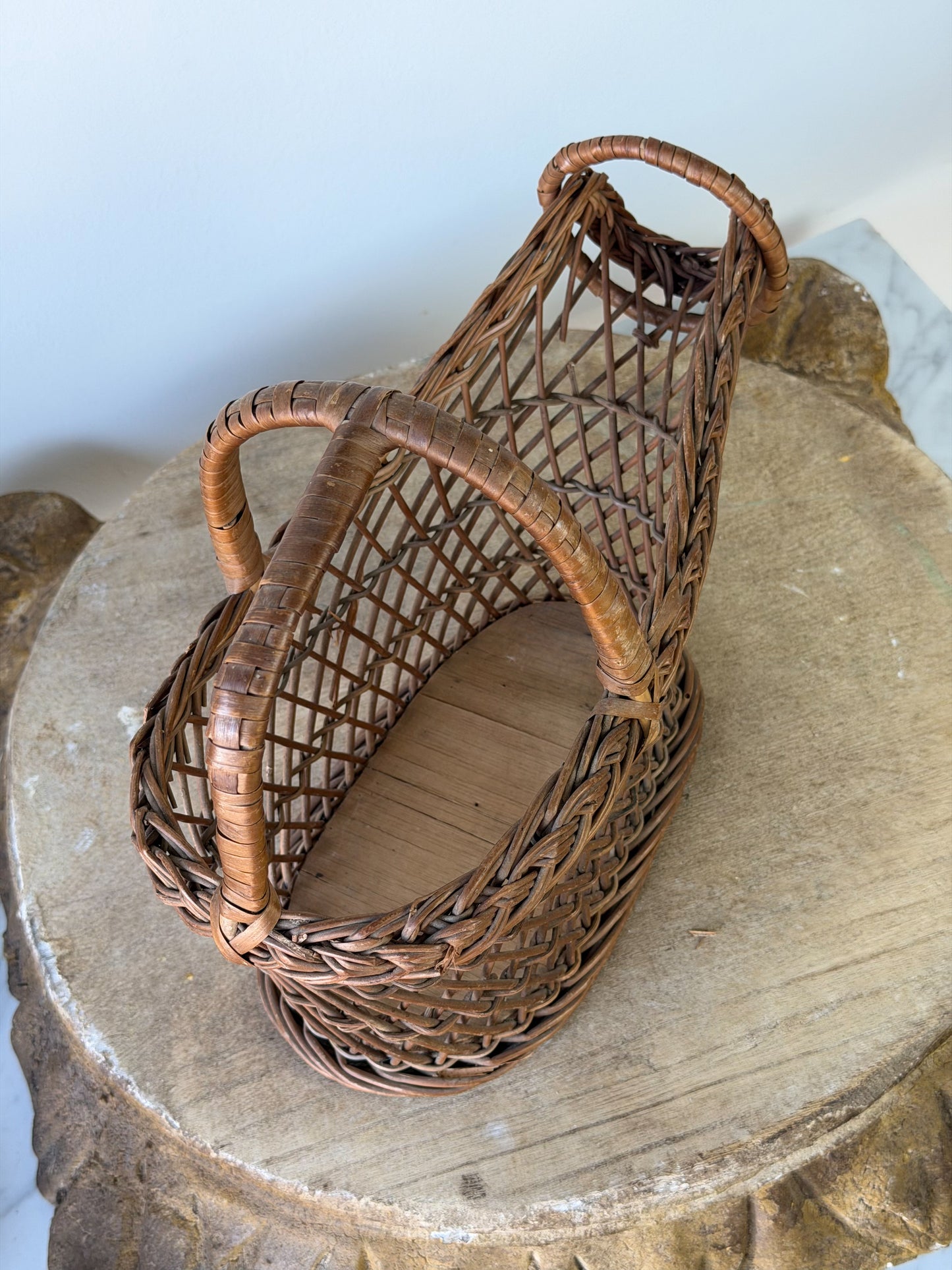 Vintage French Wicker Wine Basket No. 5