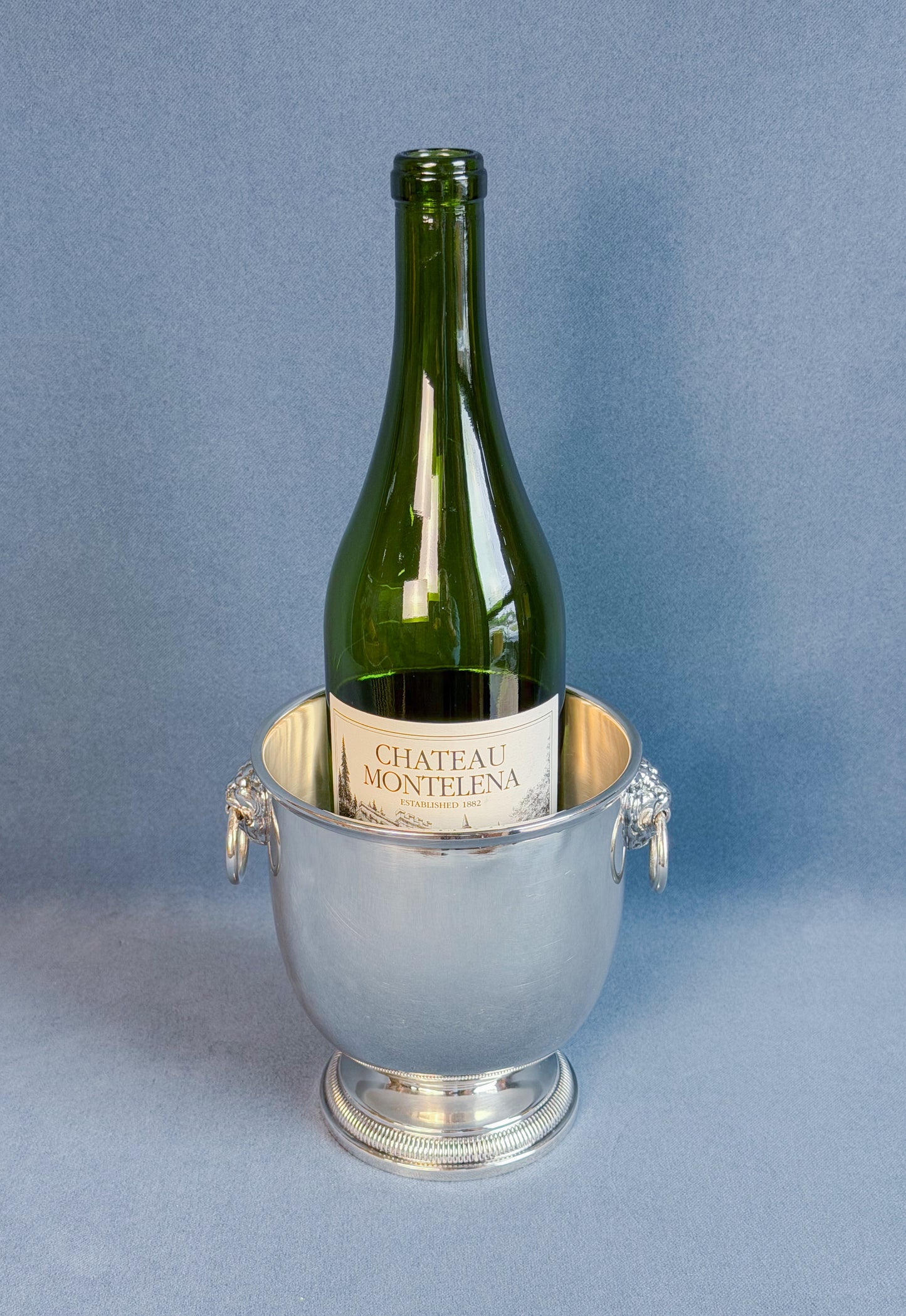 Vintage French Silverplate Ice Bucket with Lion’s Heads