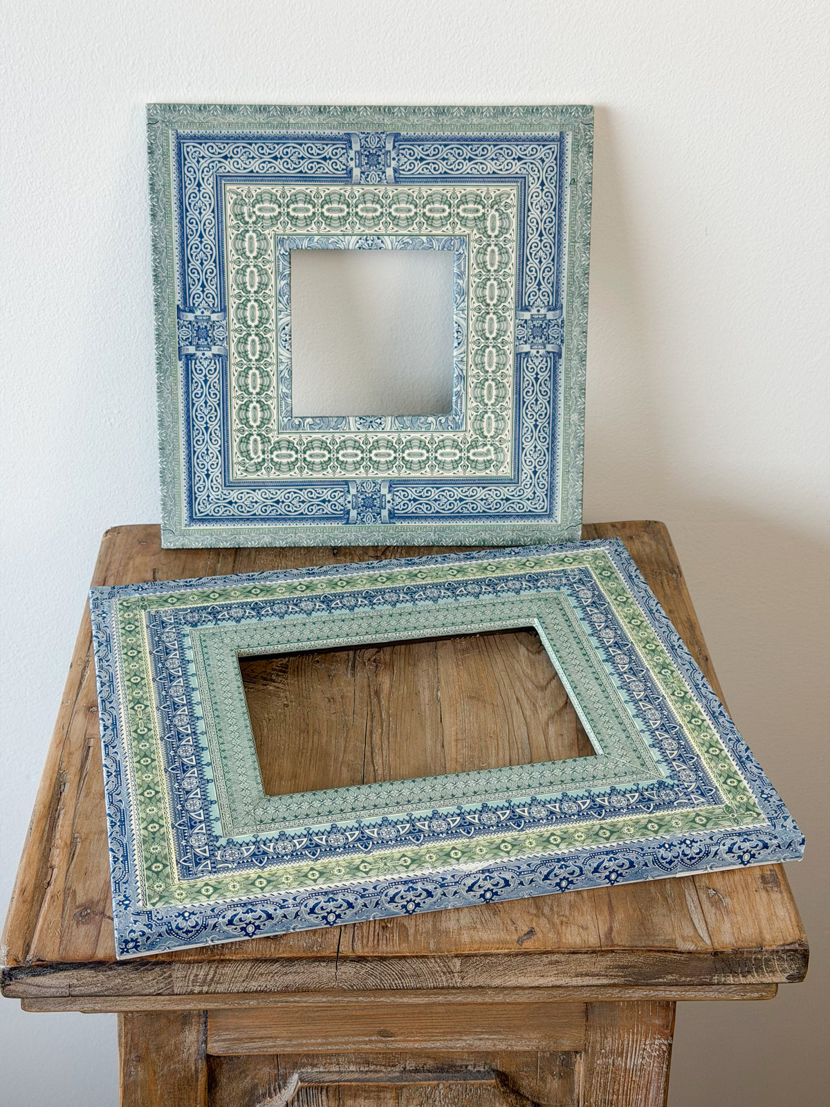 French Découpage Frame Pair No. II | Blue/Green Flat