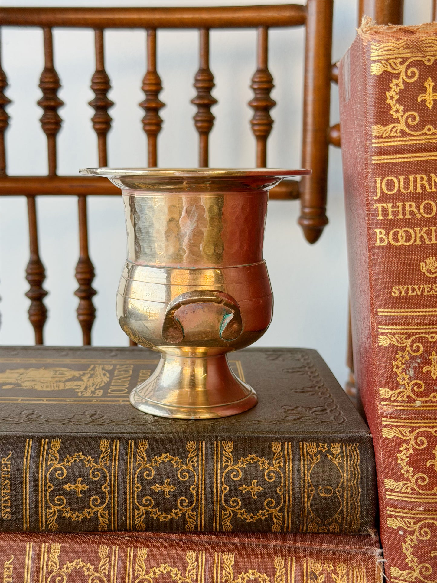 Miniature Vintage Hammered Brass Urn