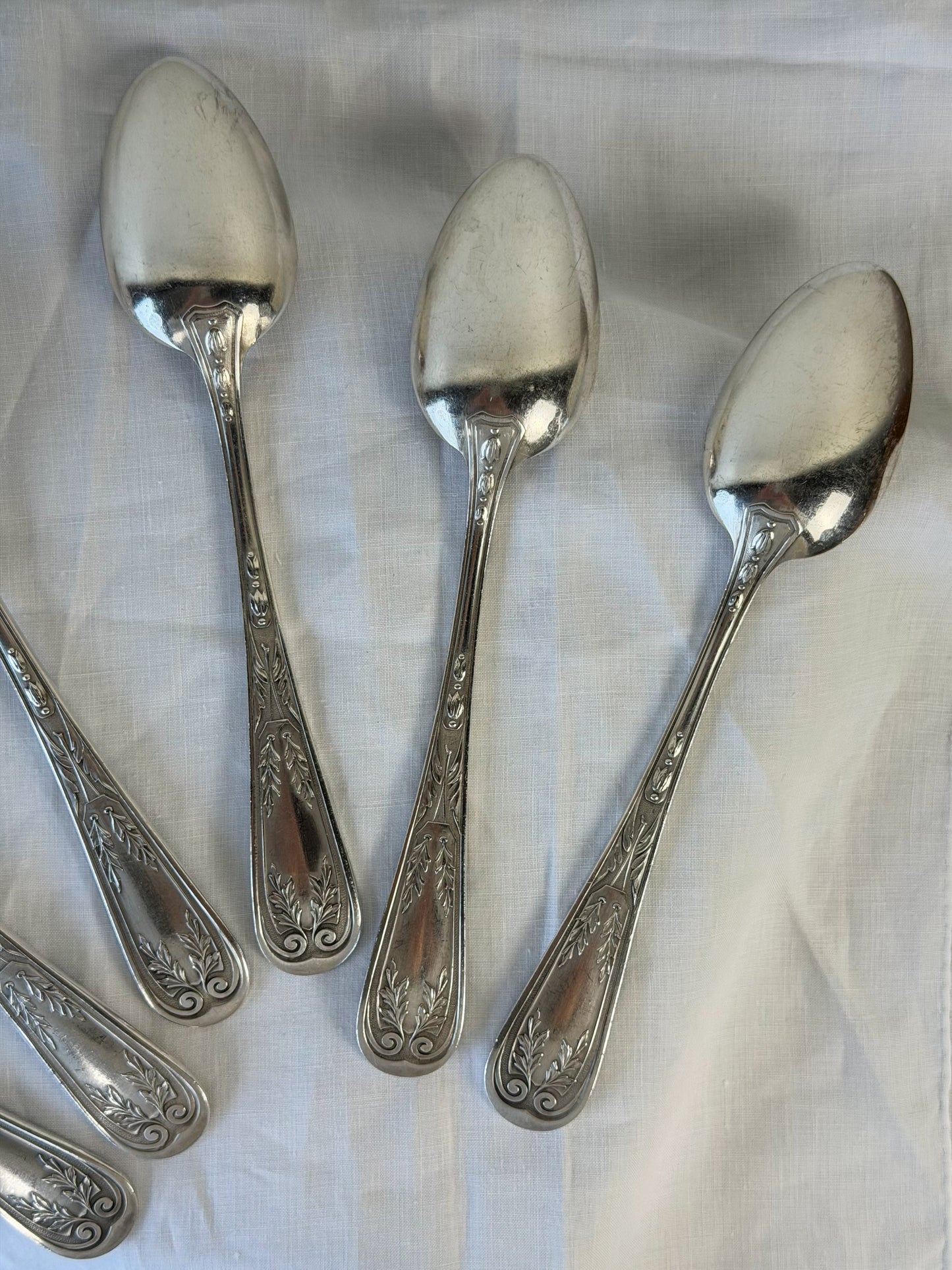 Antique French Silverplate Serving Spoons (Set of 6)