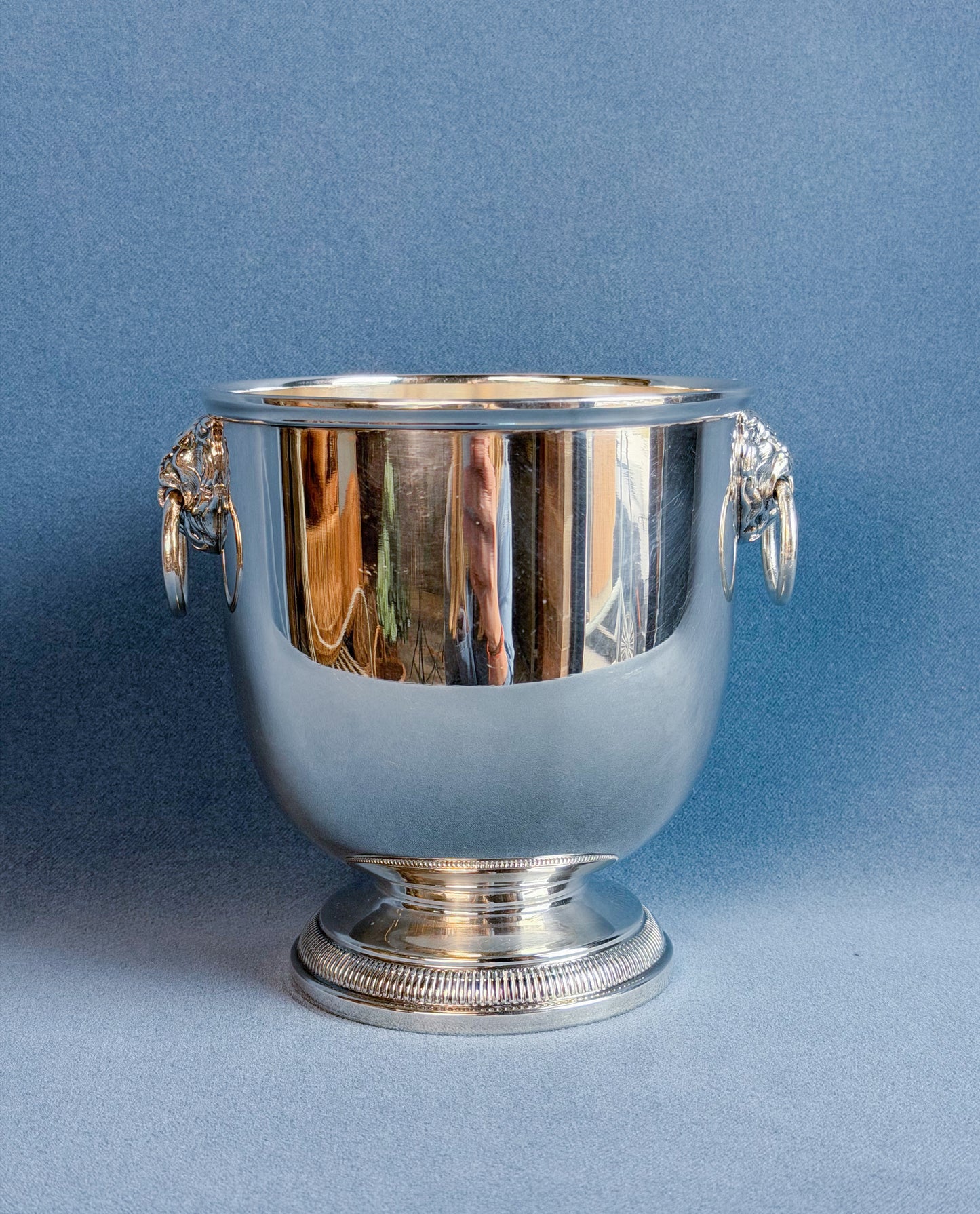 Vintage French Silverplate Ice Bucket with Lion’s Heads