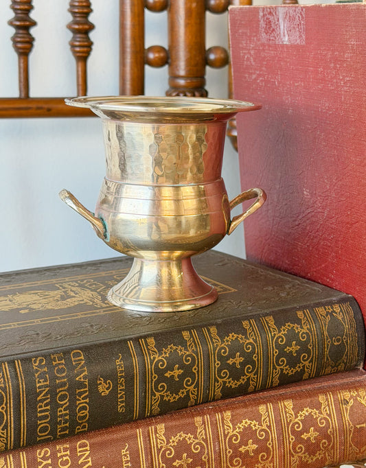 Miniature Vintage Hammered Brass Urn