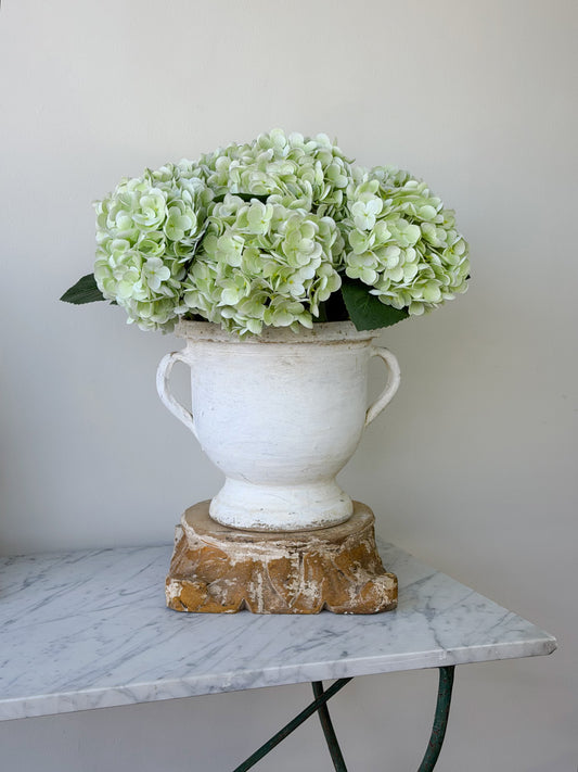 Vintage French Whitewashed Terracotta Pedestal Planter