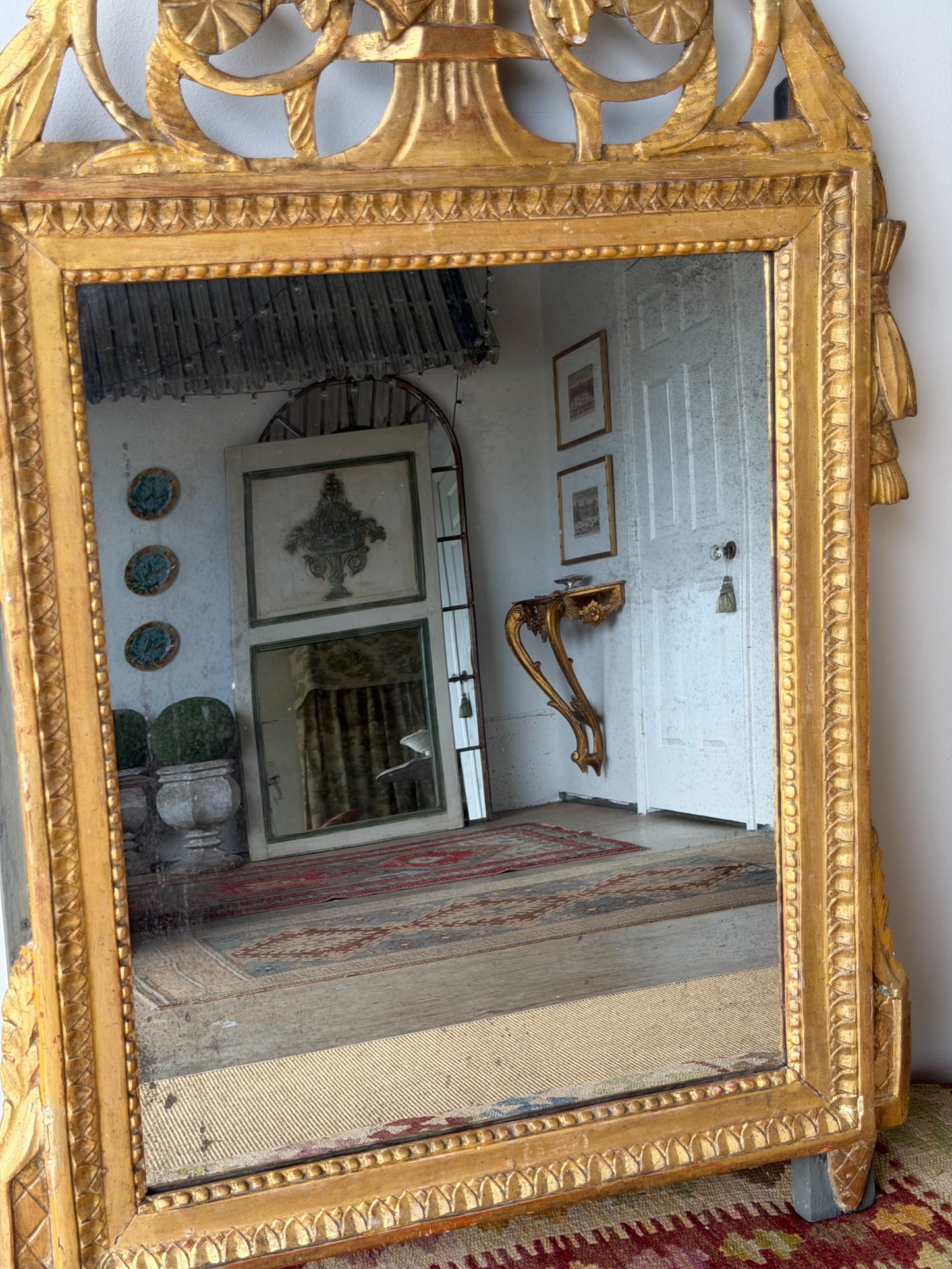 Antique French Marriage Mirror (Large - Wheat Sheaf Motif)