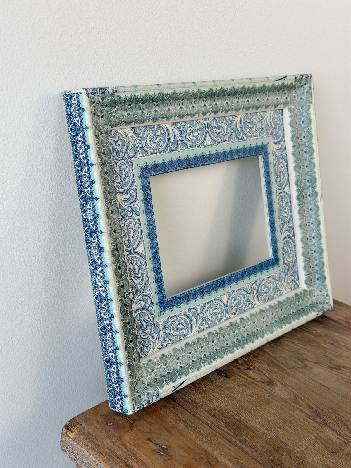 French Découpage Frame No. XIII | Green/Blue/Turquoise Ridged