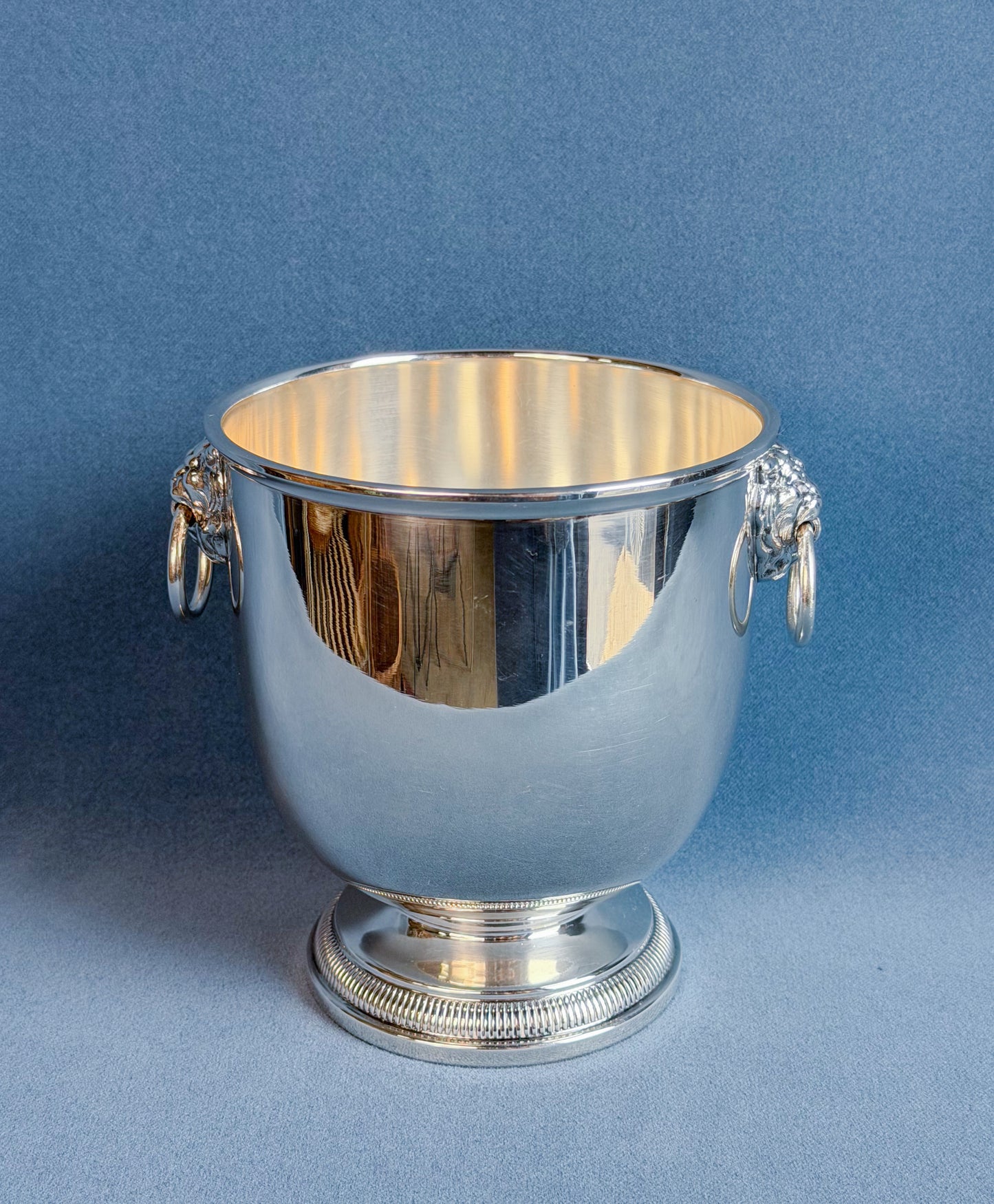 Vintage French Silverplate Ice Bucket with Lion’s Heads