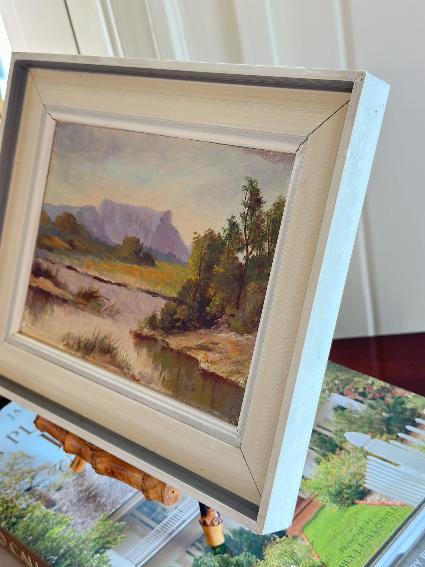 ‘View of Table Mountain from Cape Fear’ Framed Miniature Oil on Canvas