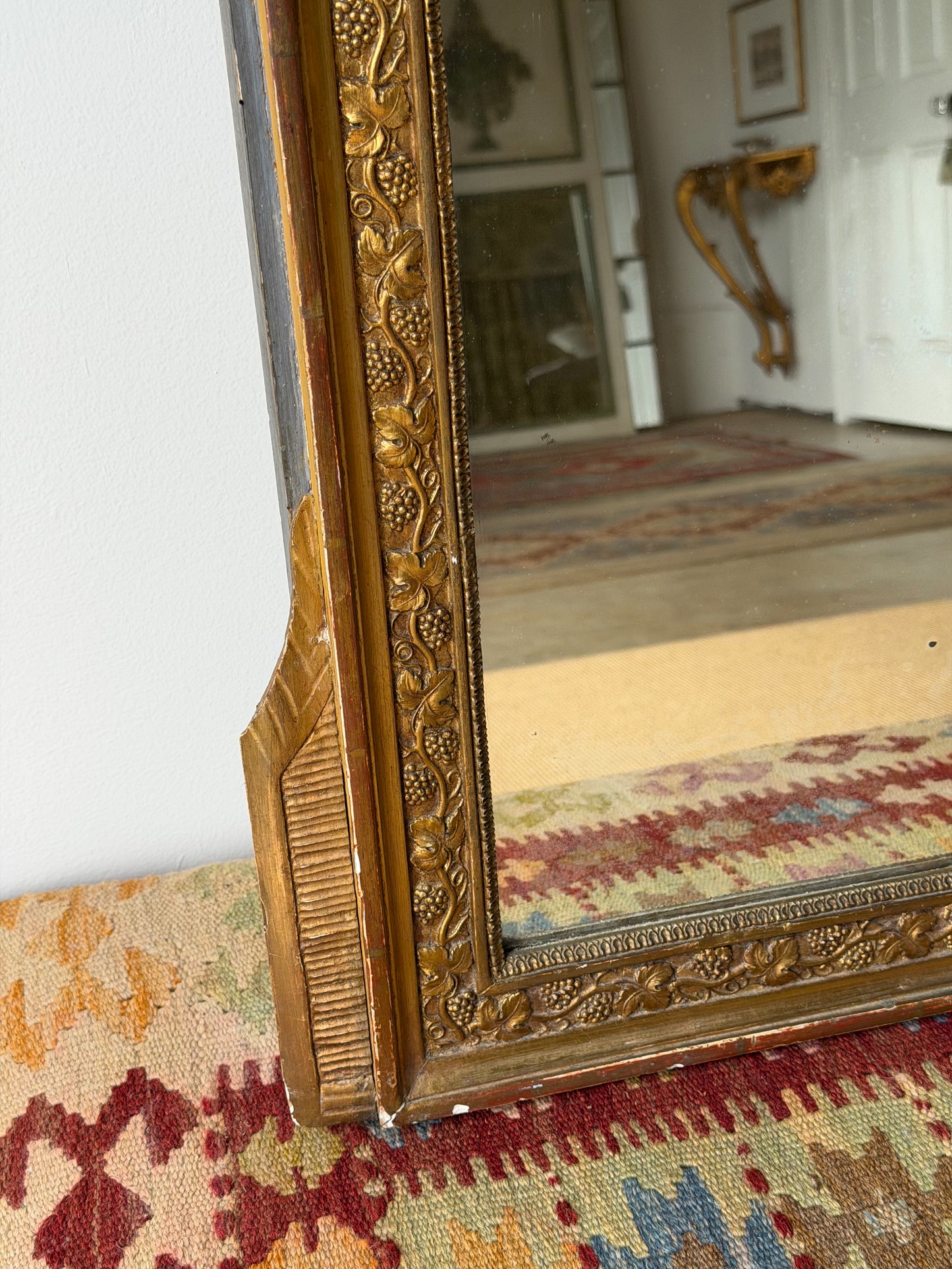 Antique French Marriage Mirror (Large - Grape Motif)
